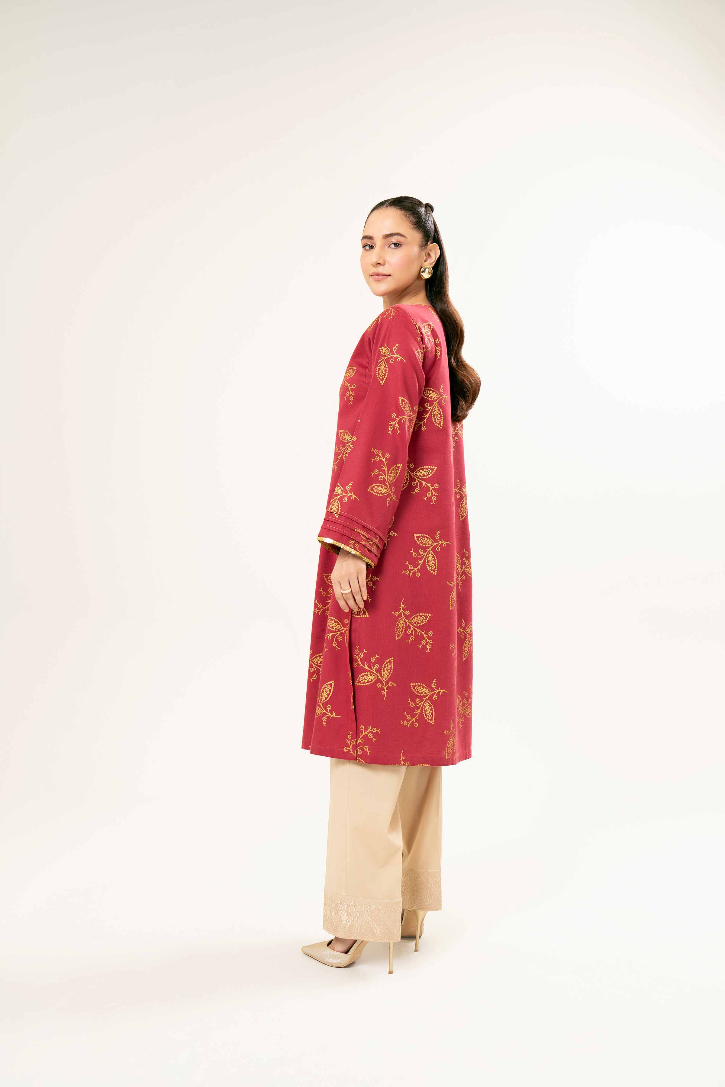 NishatUK - Brown Printed Karandi 1-piece ready to wear Shirt