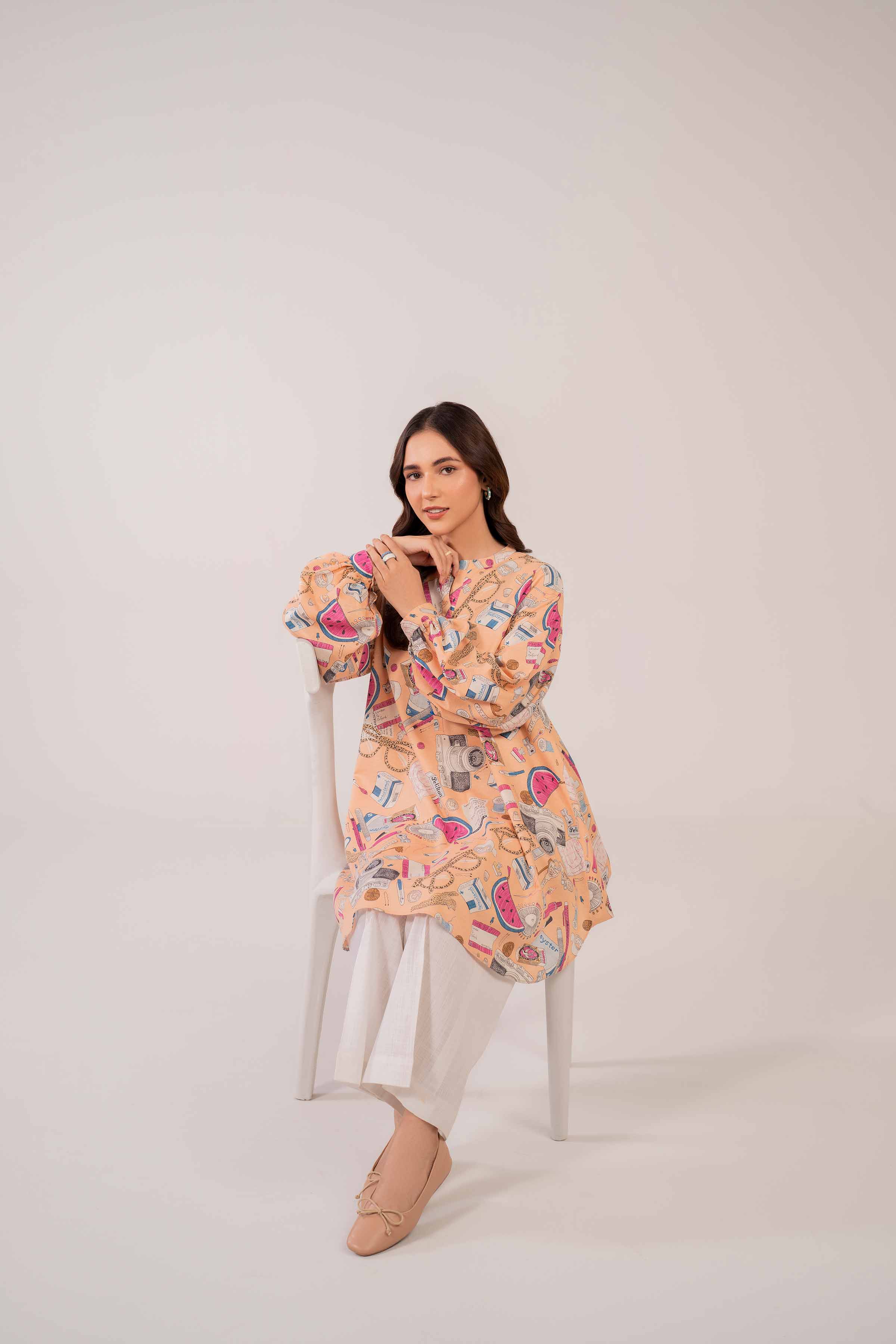 NishatUK - Brown Printed Karandi 1-piece ready to wear Tunic