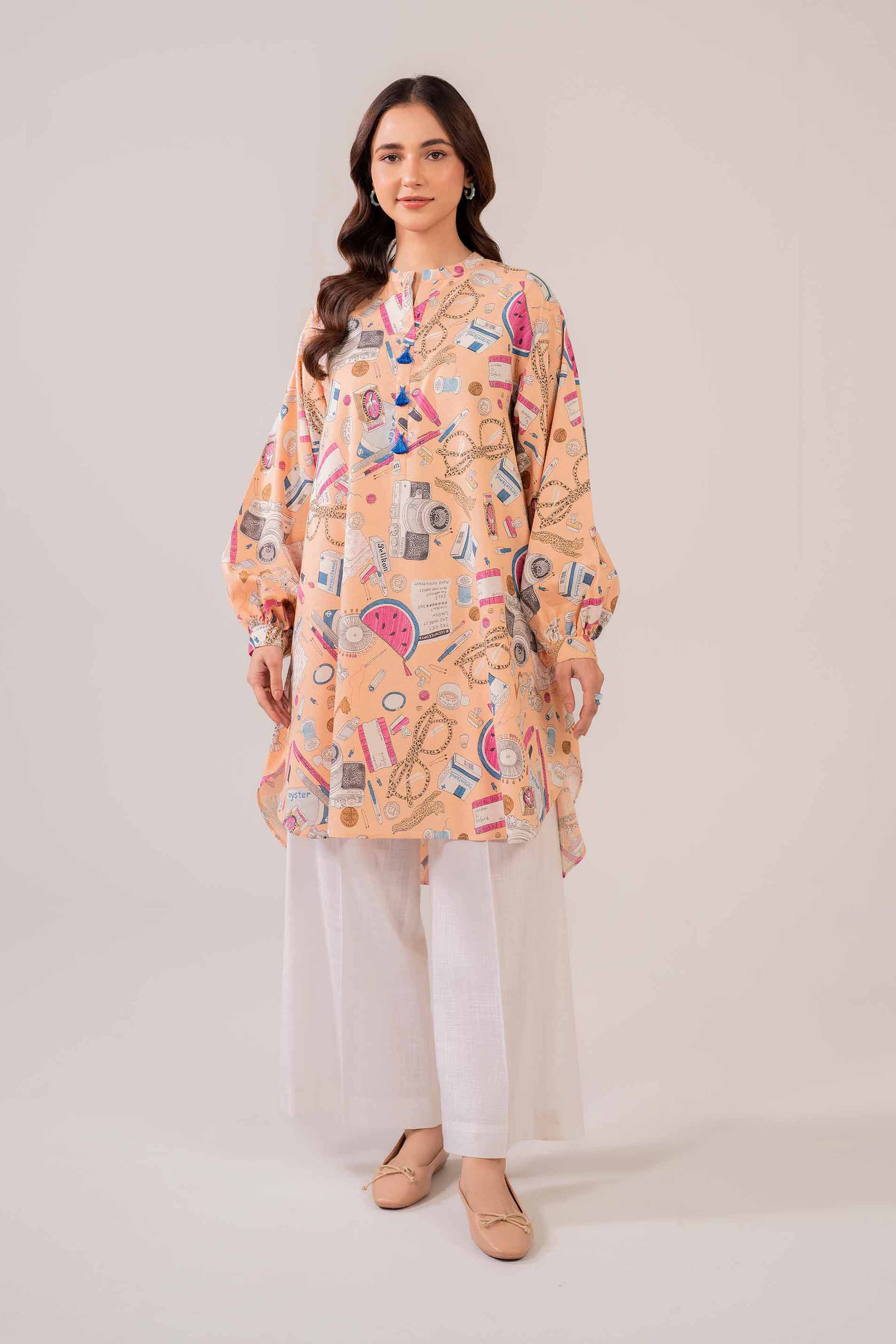 NishatUK - Brown Printed Karandi 1-piece ready to wear Tunic