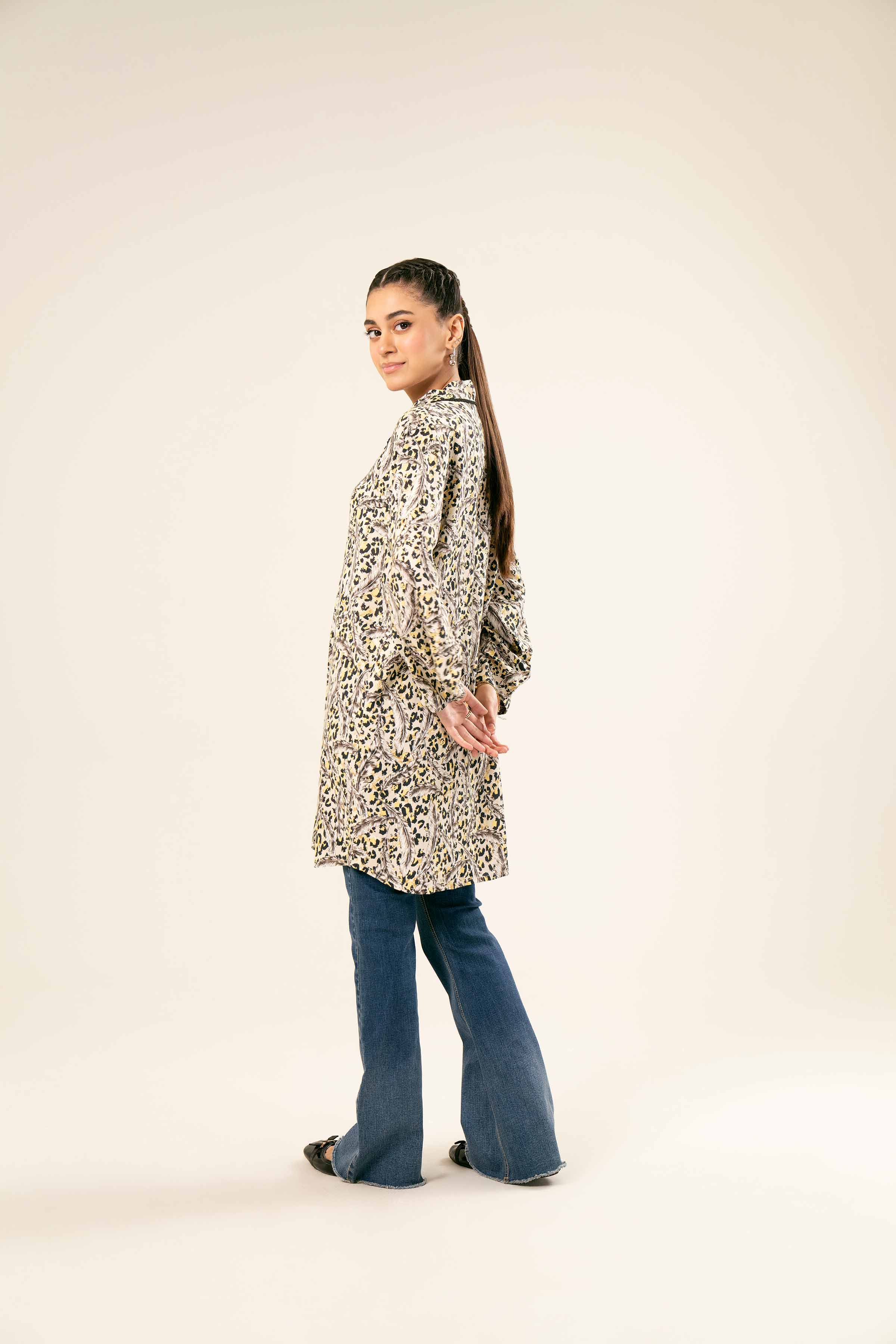 NishatUK - Brown Printed Linen 1-piece ready to wear Tunic