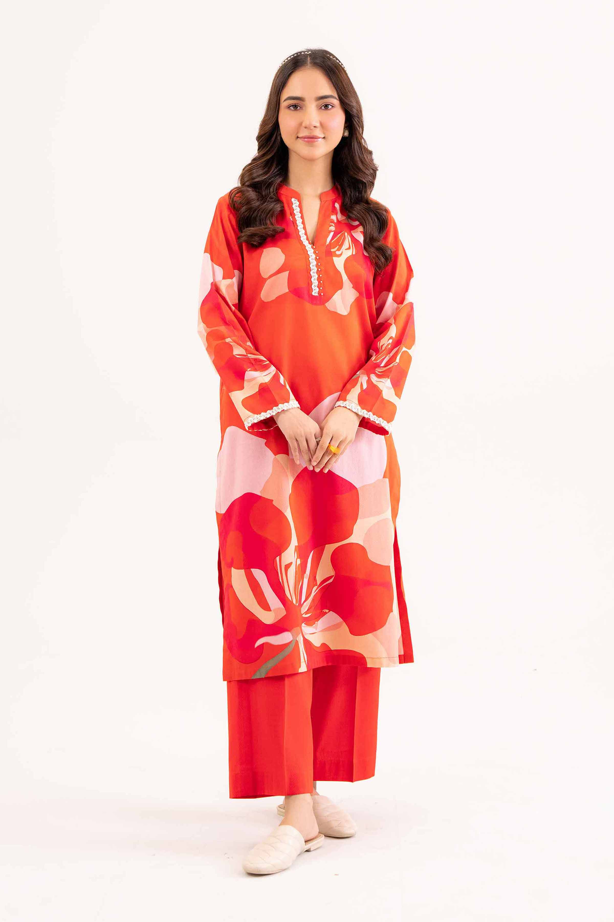 NishatUK - Brown Printed Dobby 2-piece ready to wear Dress