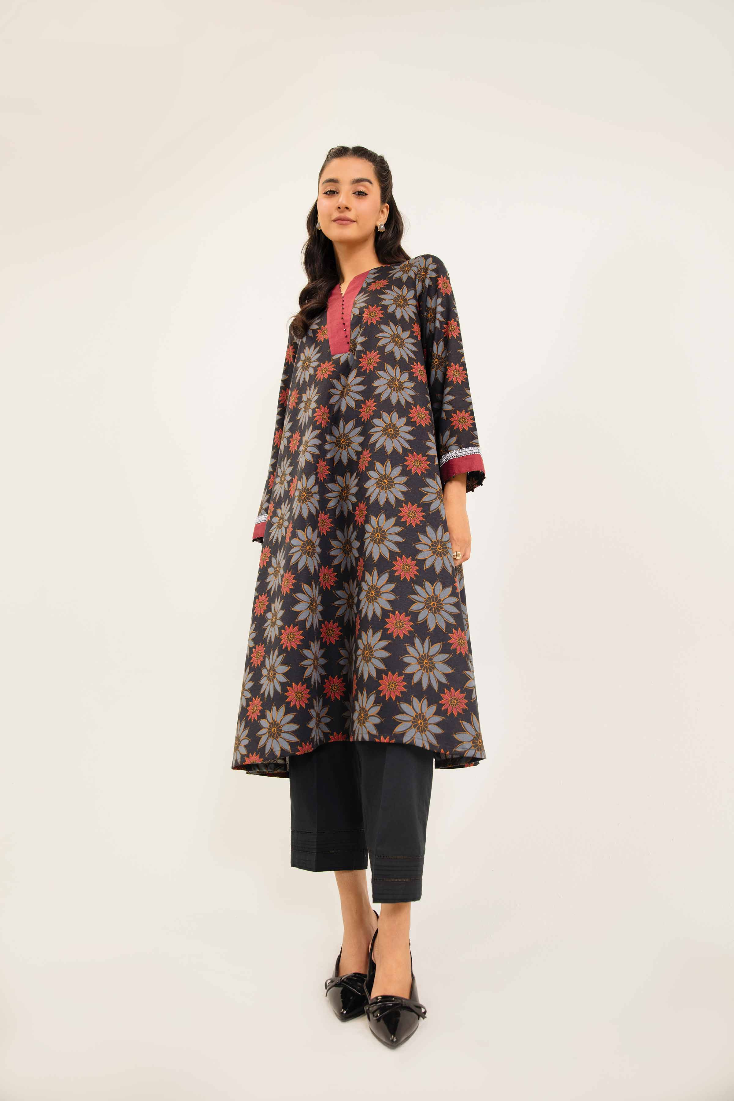 NishatUK - Black Printed Karandi 1-piece ready to wear Shirt