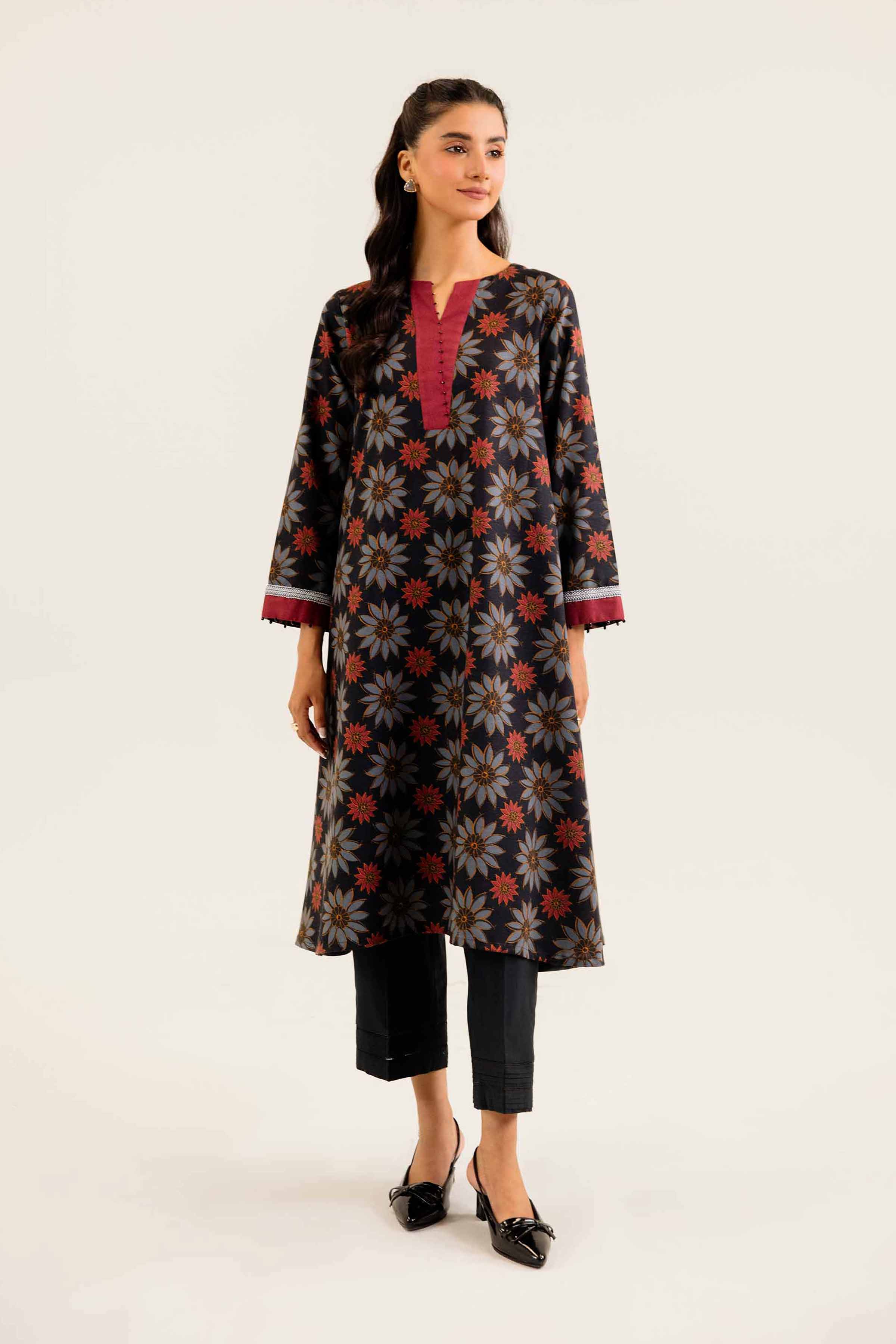 NishatUK - Black Printed Karandi 1-piece ready to wear Shirt