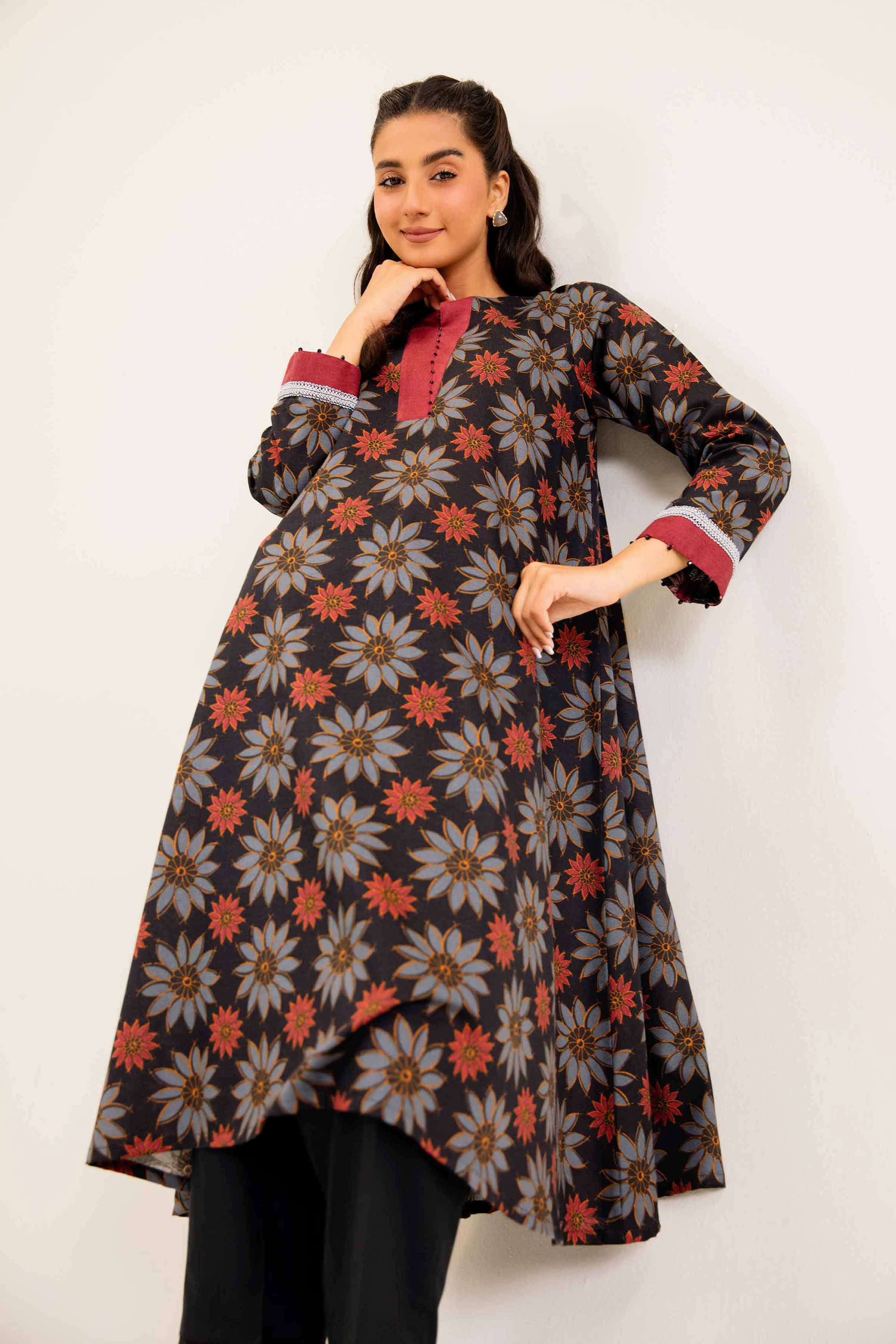 NishatUK - Black Printed Karandi 1-piece ready to wear Shirt