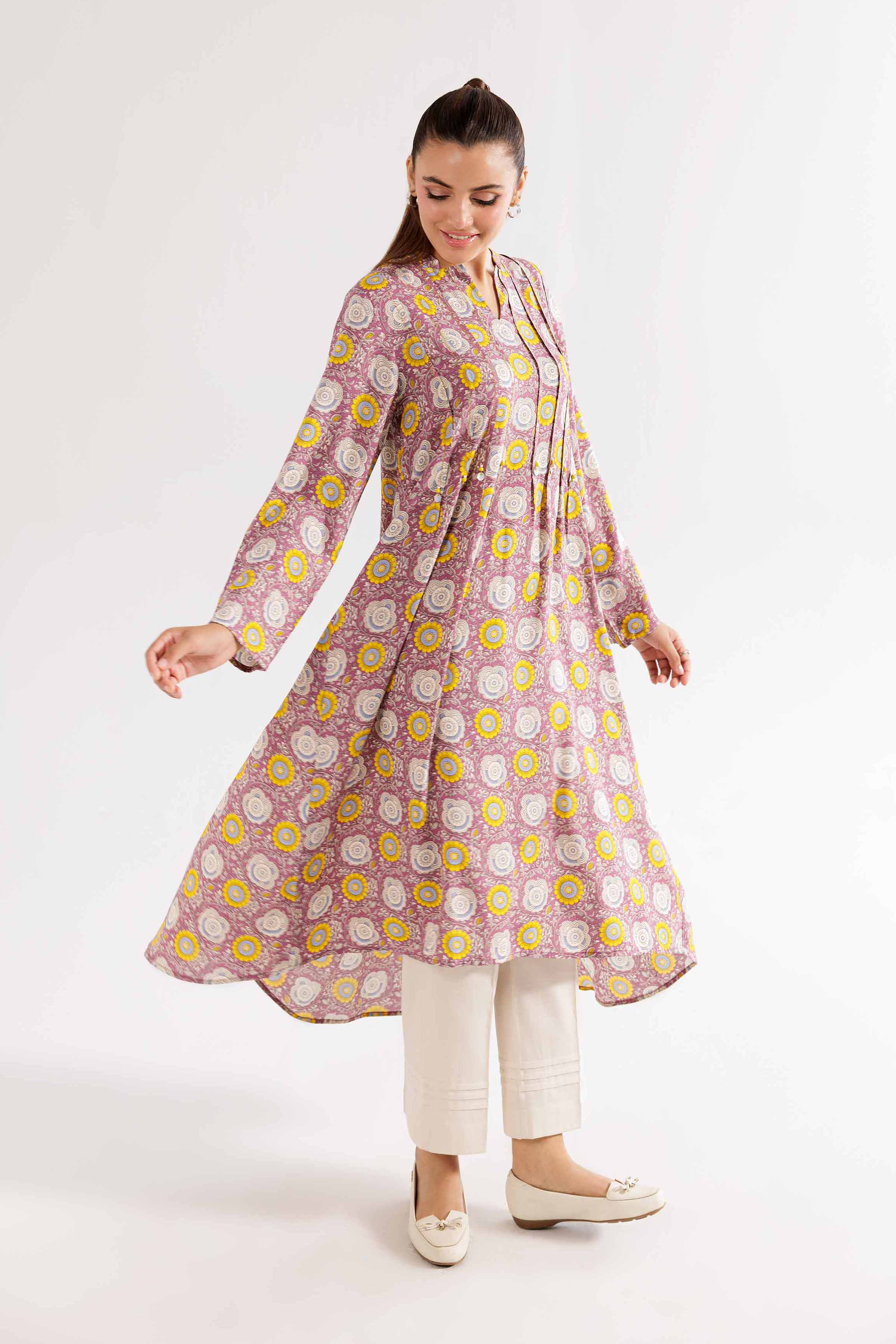 NishatUK - Pink Printed Linen 1-piece ready to wear Shirt