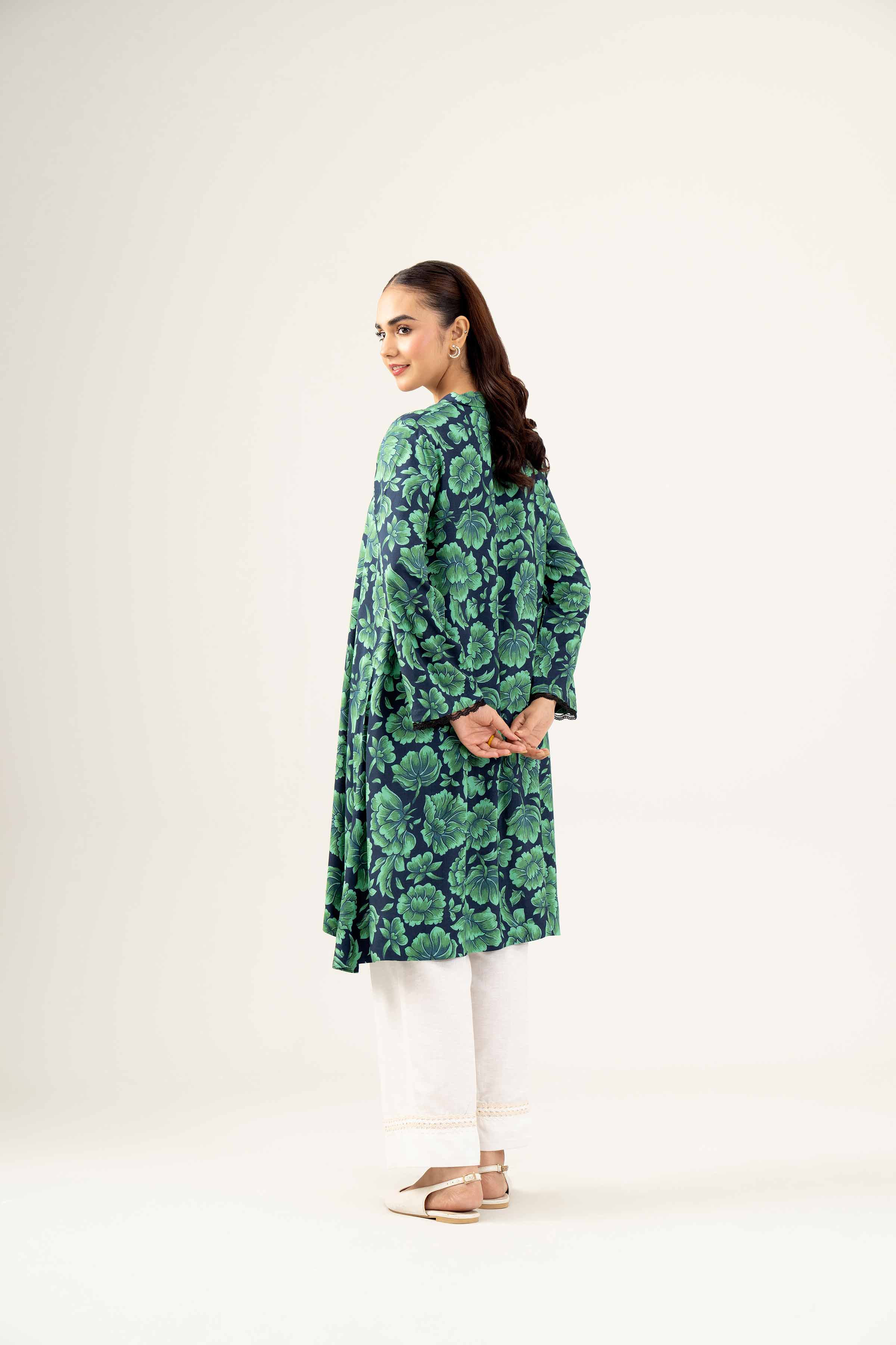 NishatUK - Green Printed Linen 1-piece ready to wear Shirt