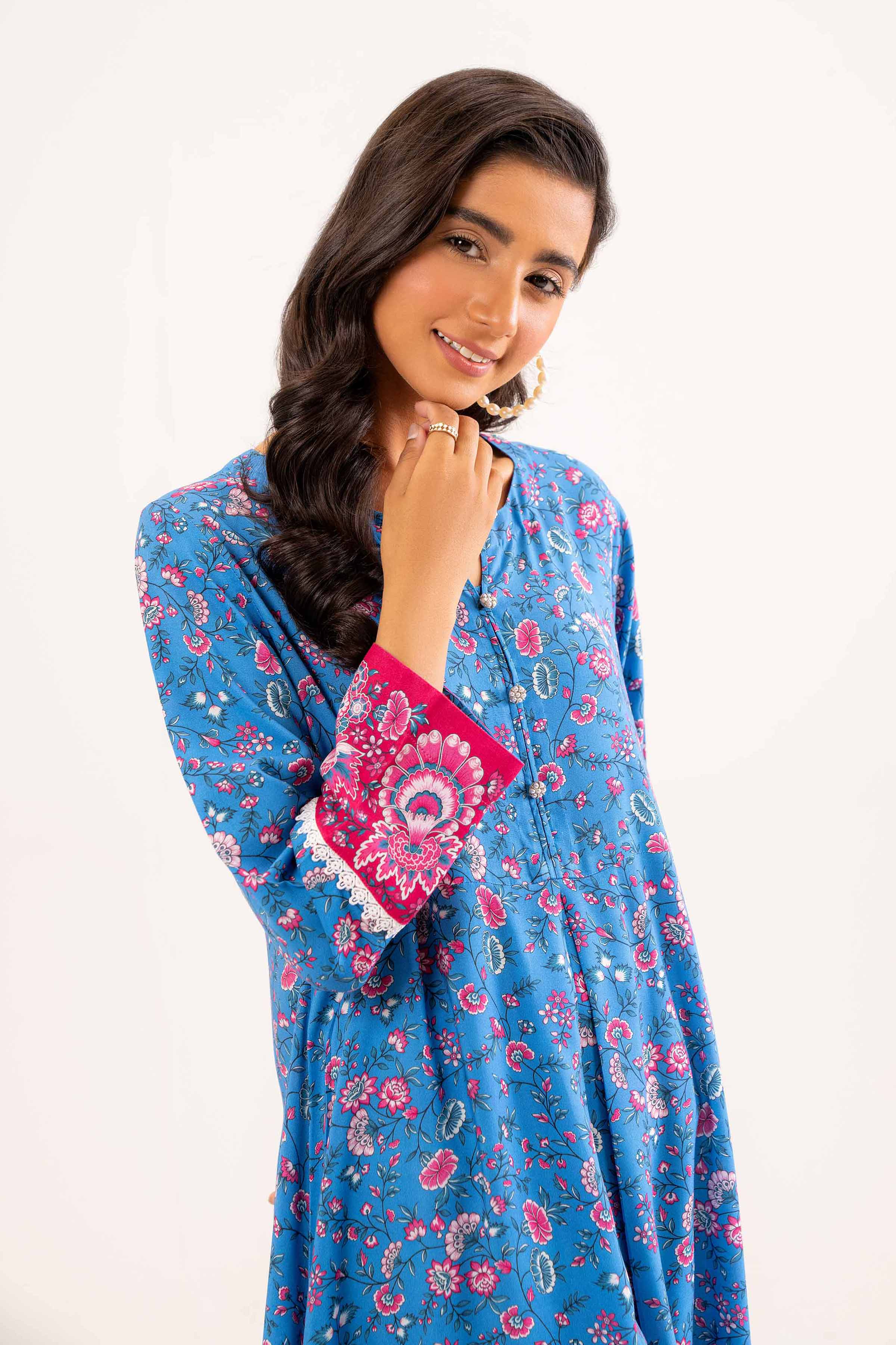 NishatUK - Brown Printed Linen 1-piece ready to wear Dress