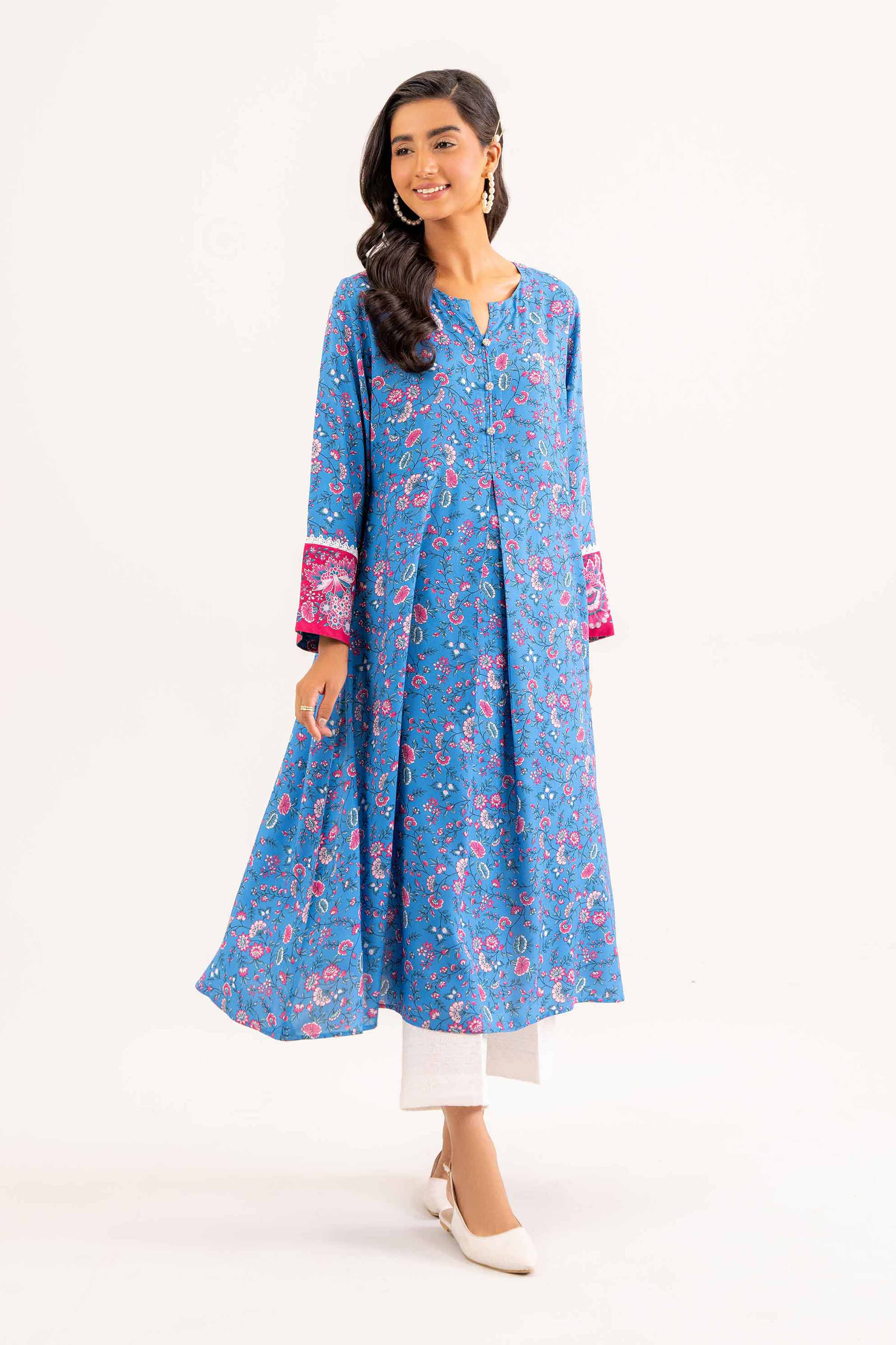 NishatUK - Brown Printed Linen 1-piece ready to wear Dress