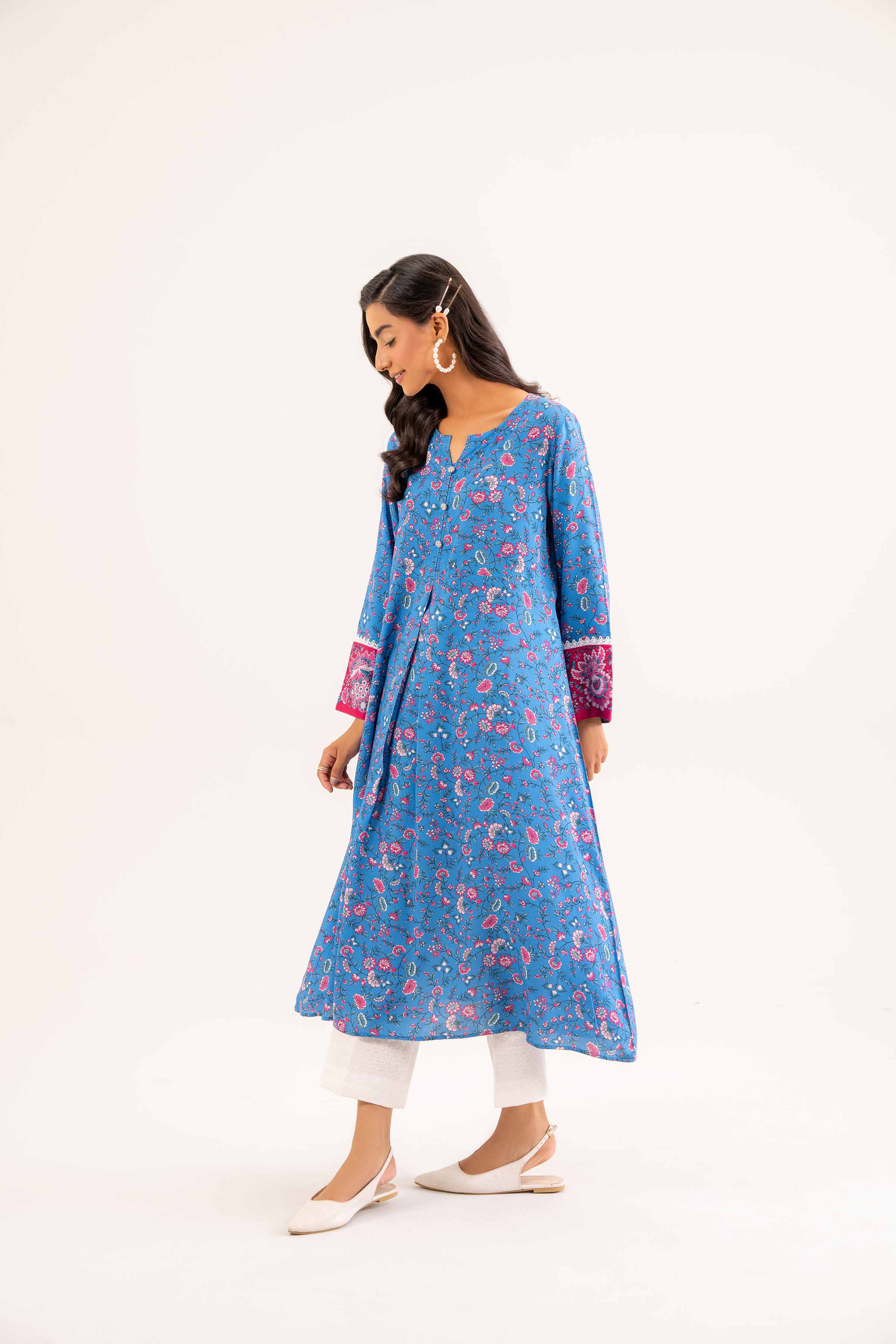NishatUK - Brown Printed Linen 1-piece ready to wear Dress