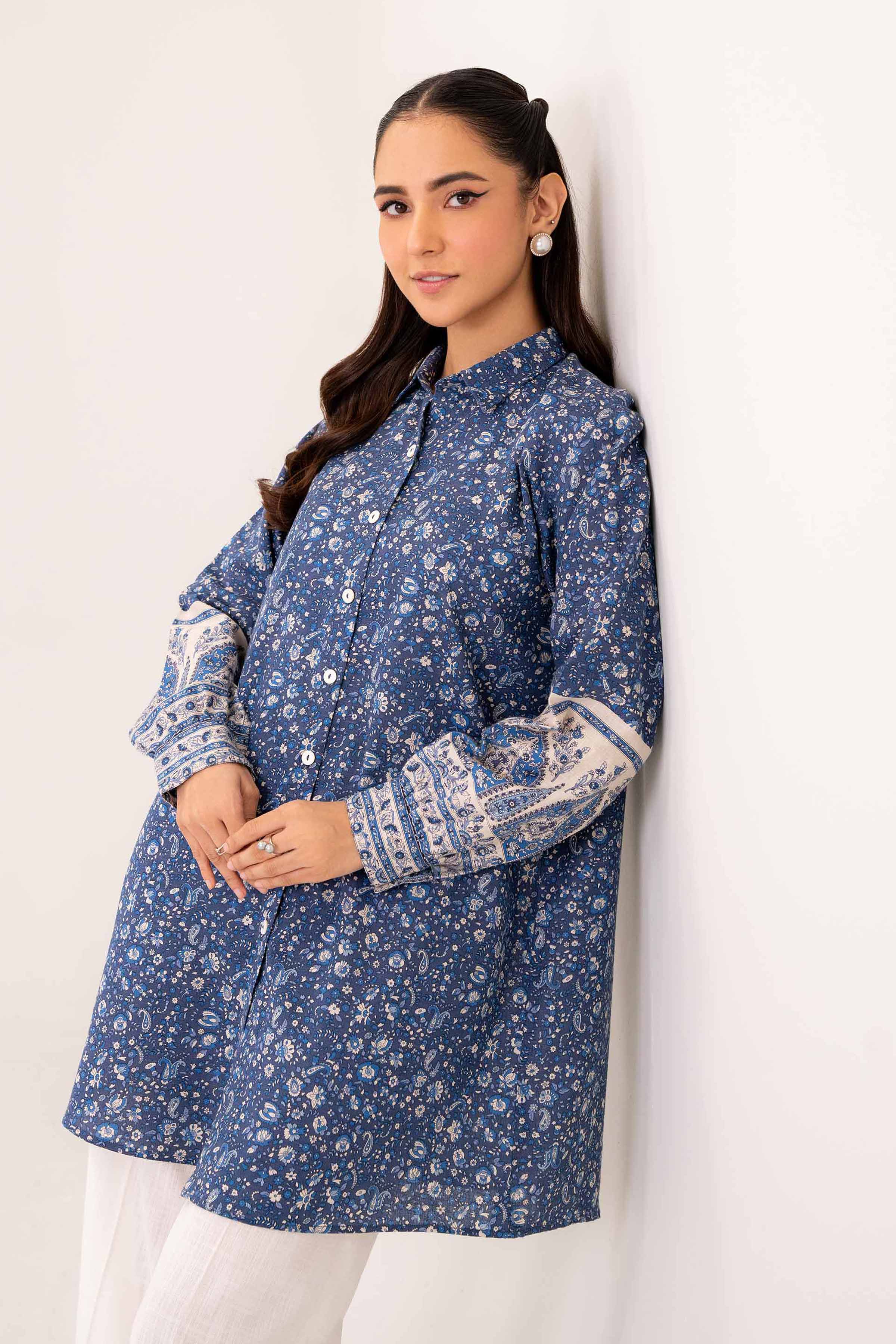 NishatUK - Blue Printed Karandi 1-piece ready to wear Tunic