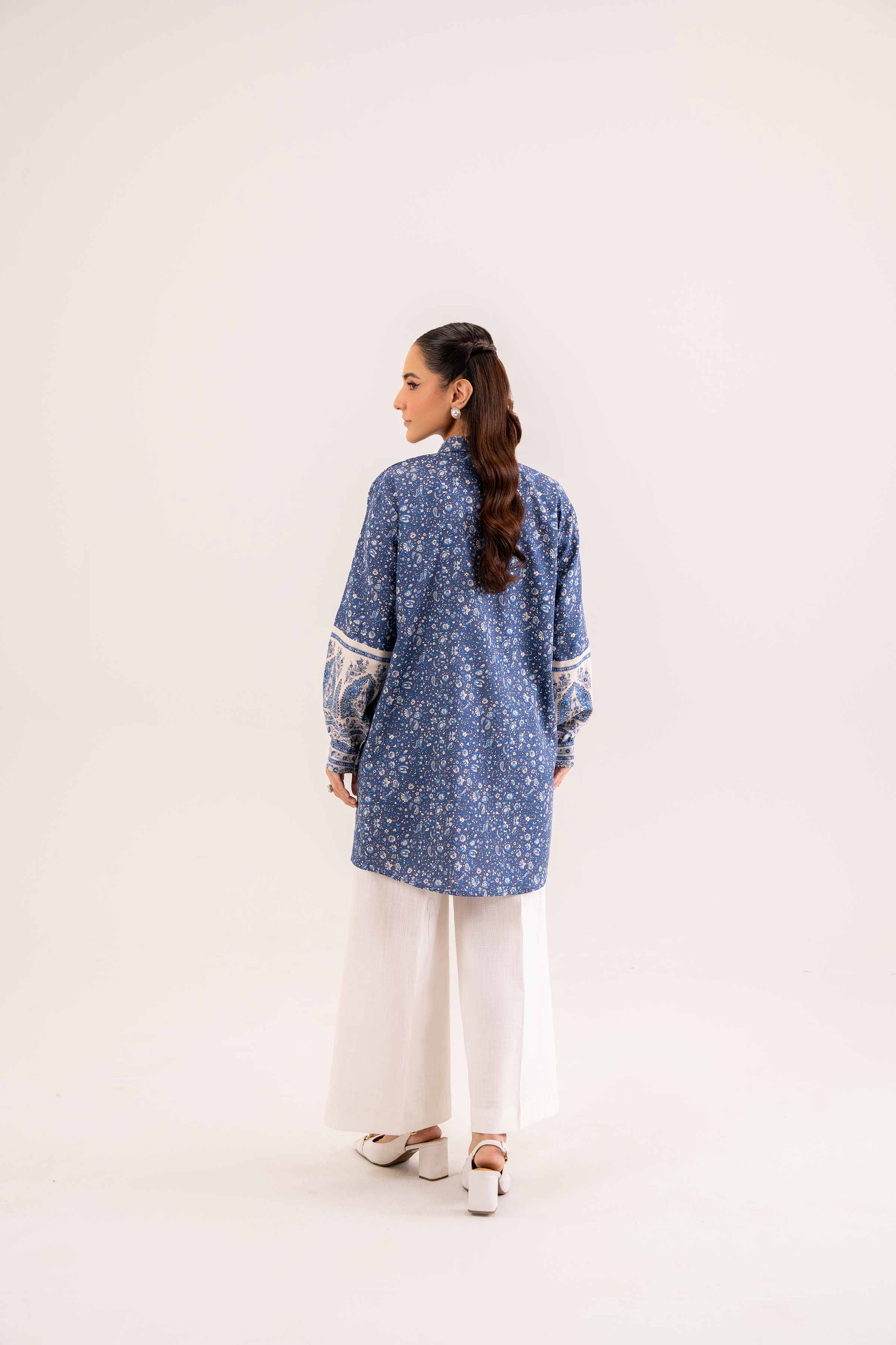 NishatUK - Blue Printed Karandi 1-piece ready to wear Tunic