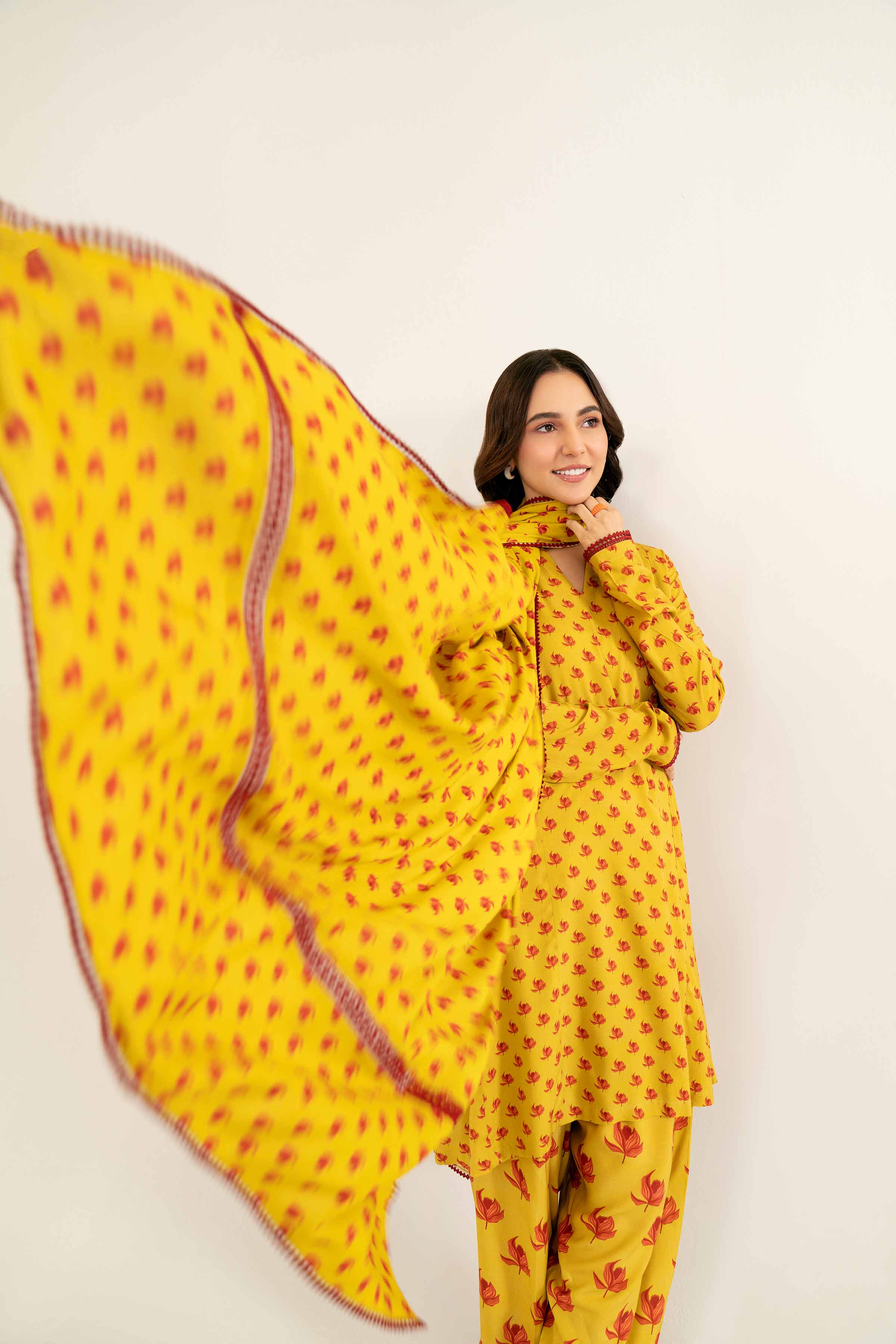 NishatUK - Brown Printed Linen 3-piece ready to wear Suit