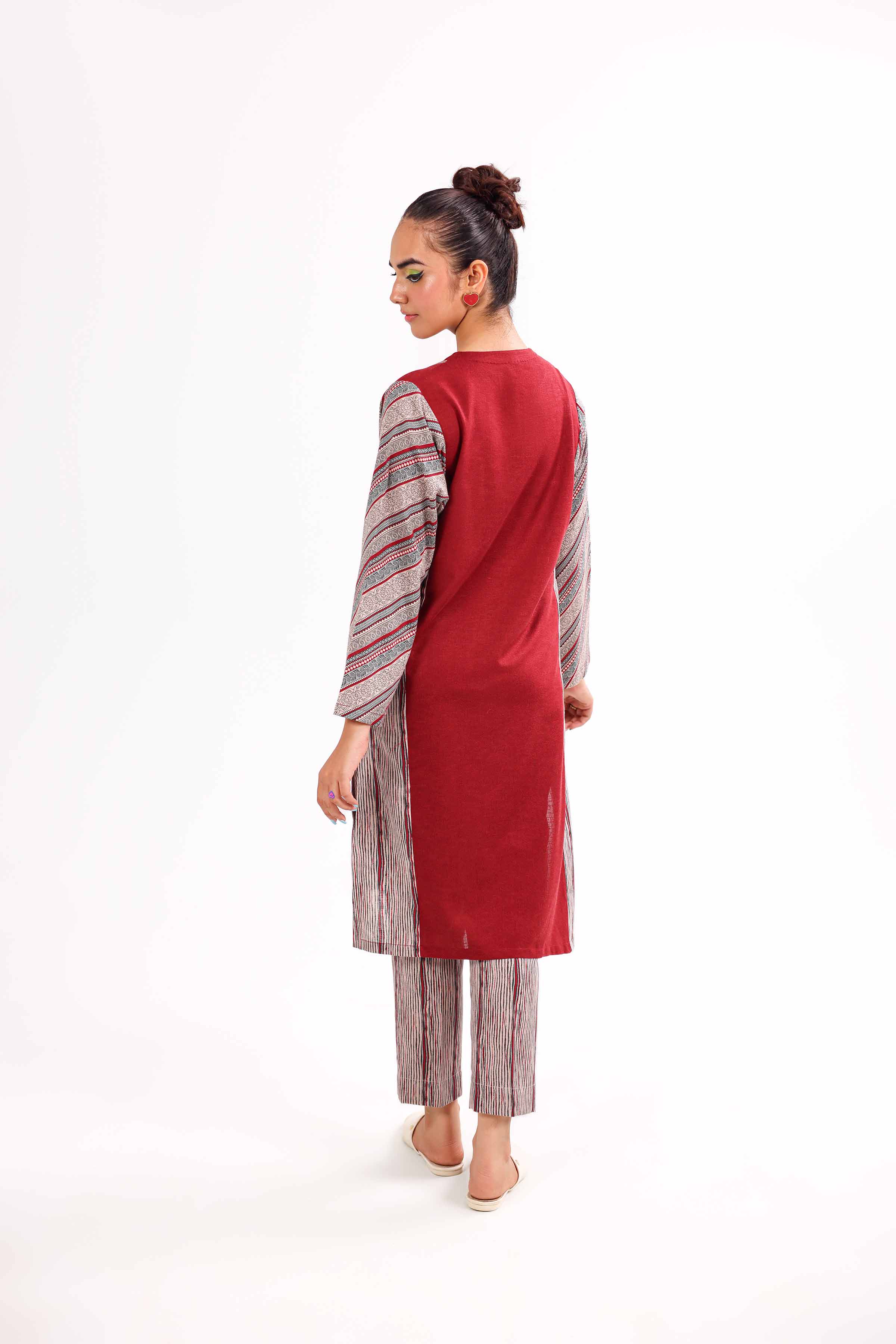 NishatUK - Maroon Embroidered Karandi 2-piece ready to wear Dress