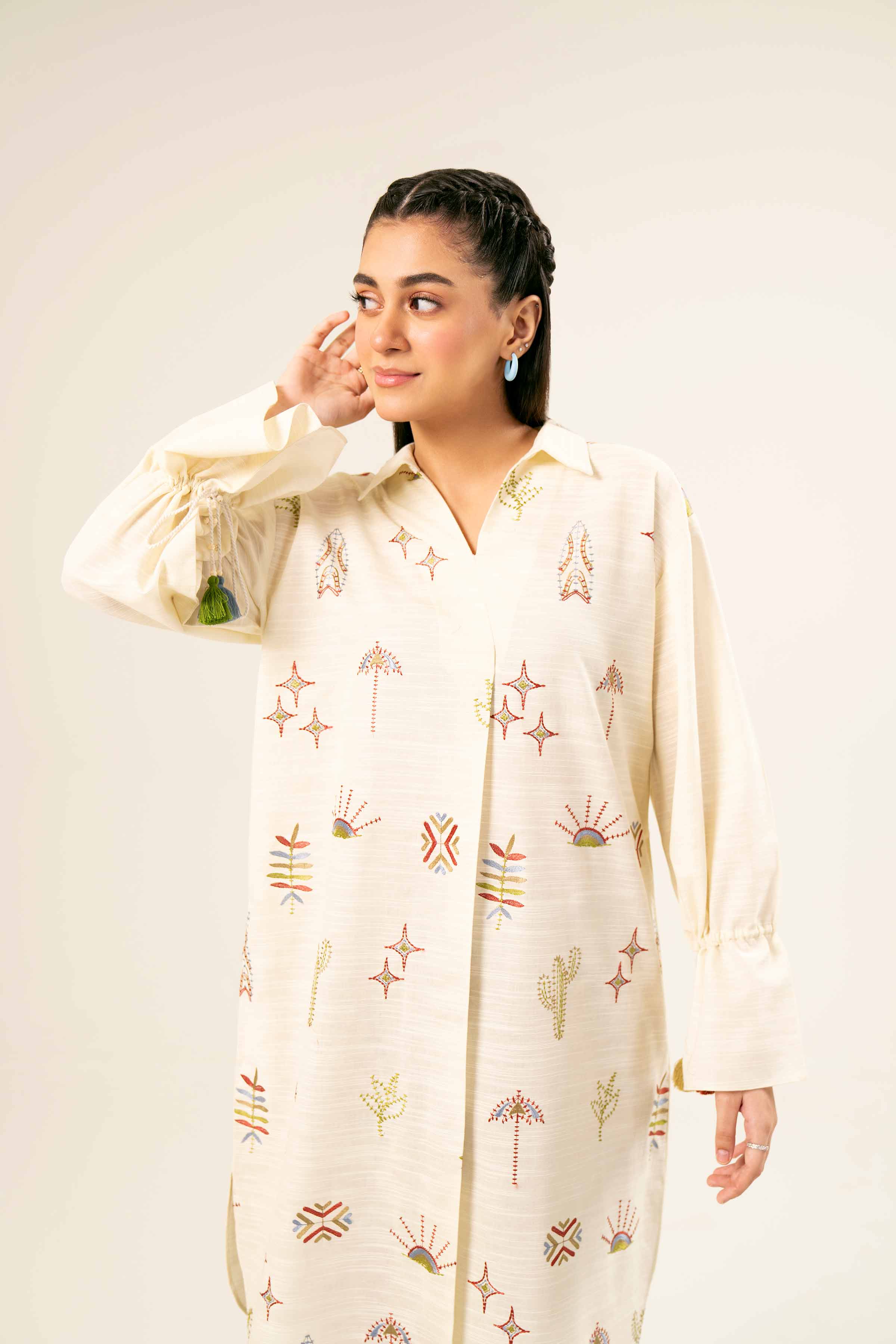 NishatUK - Brown Embroidered Khaddar 2-piece ready to wear Dress