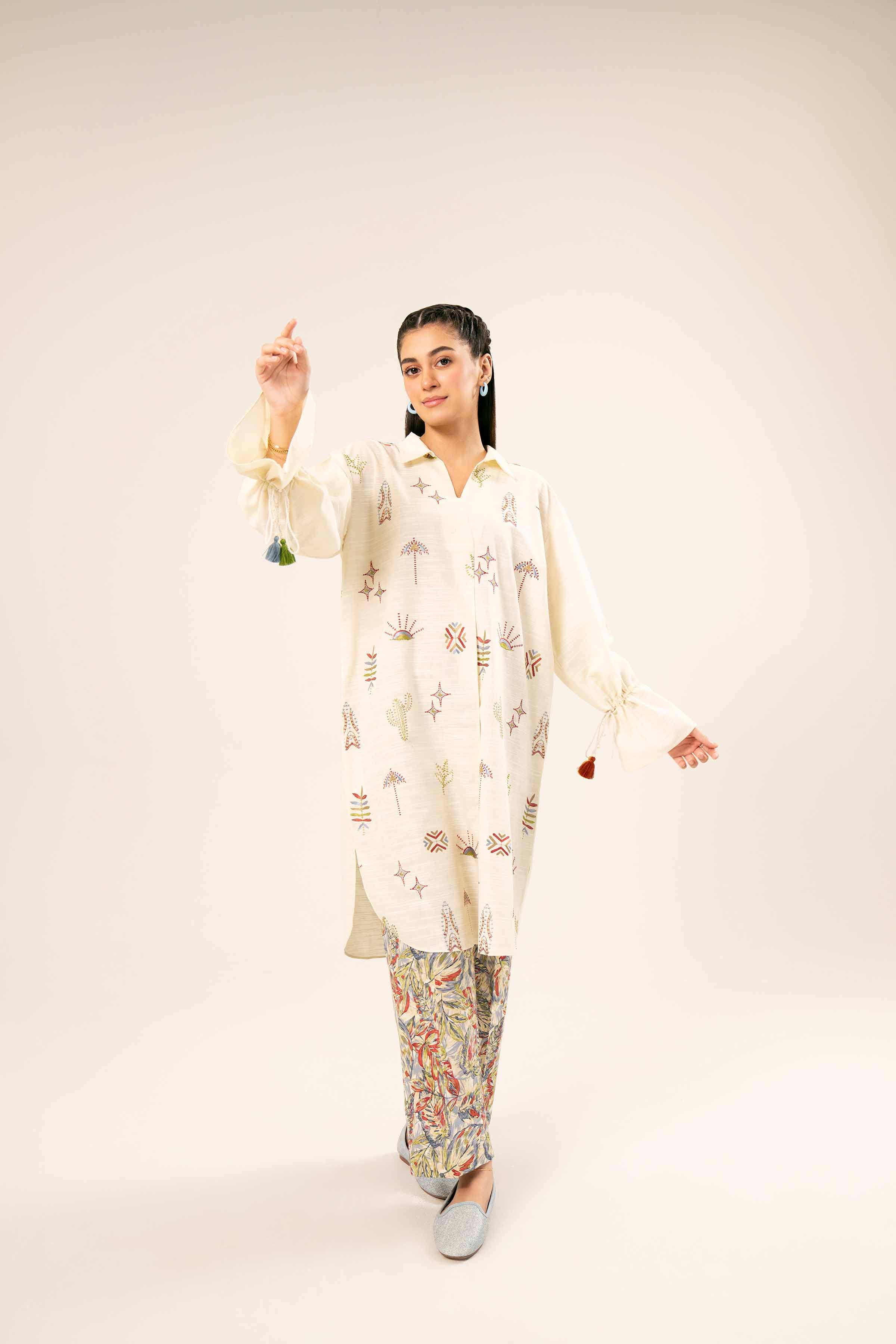 NishatUK - Brown Embroidered Khaddar 2-piece ready to wear Dress