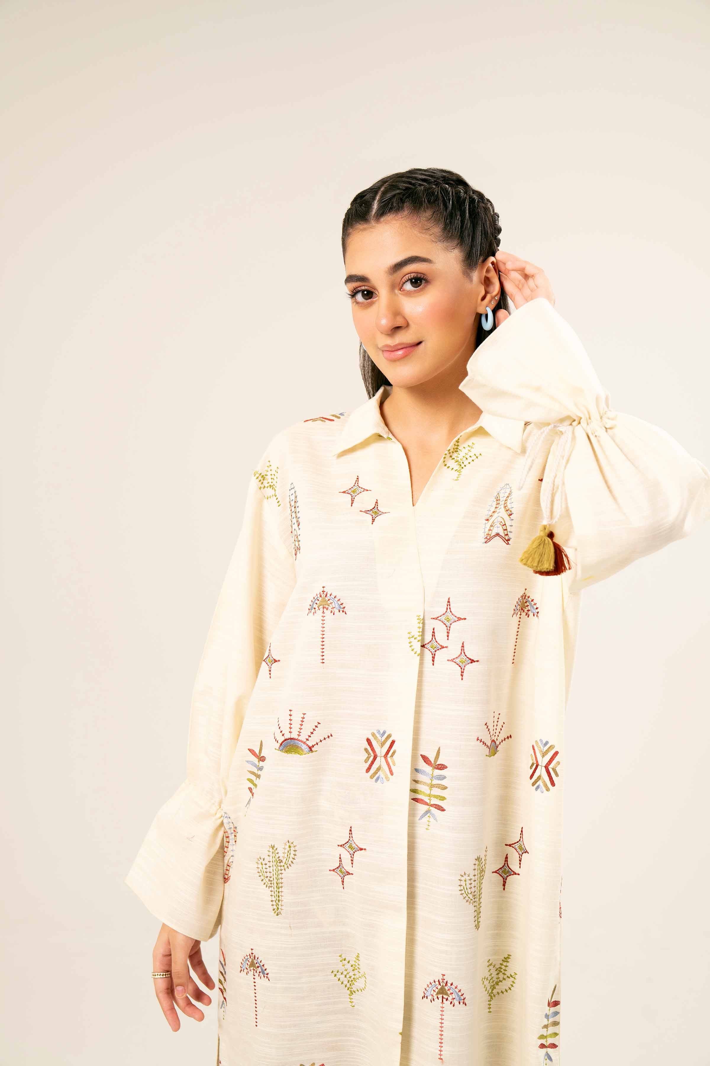 NishatUK - Brown Embroidered Khaddar 2-piece ready to wear Dress