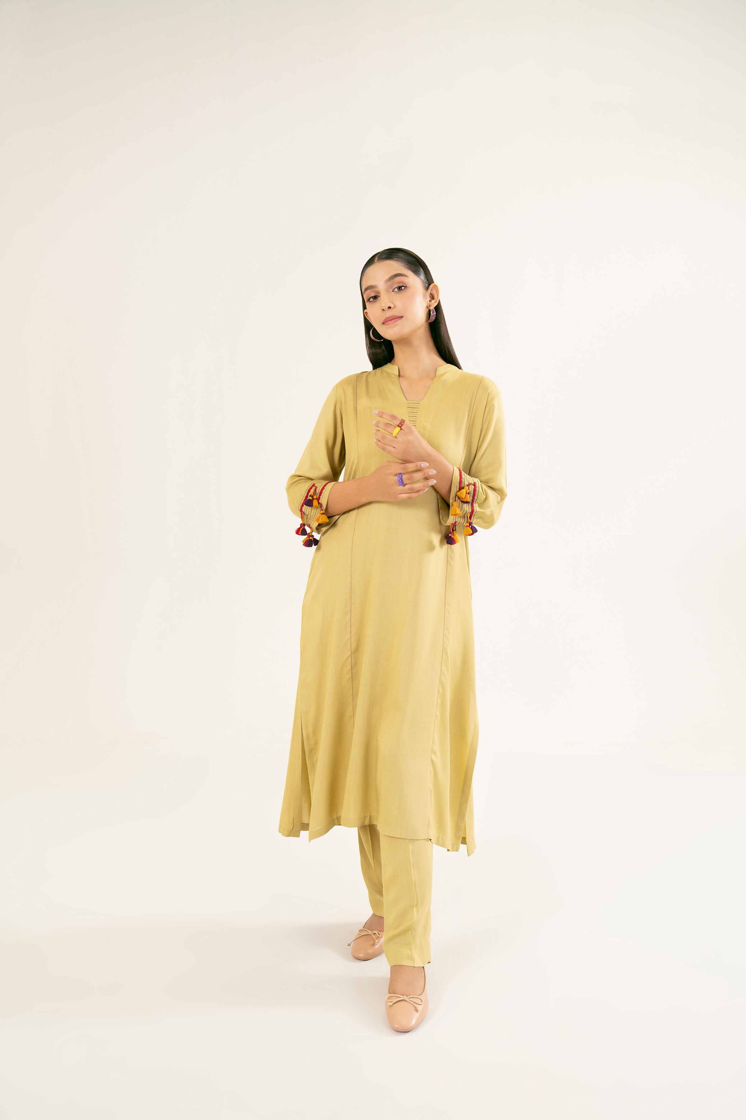NishatUK - Brown Solids Linen 2-piece ready to wear Dress