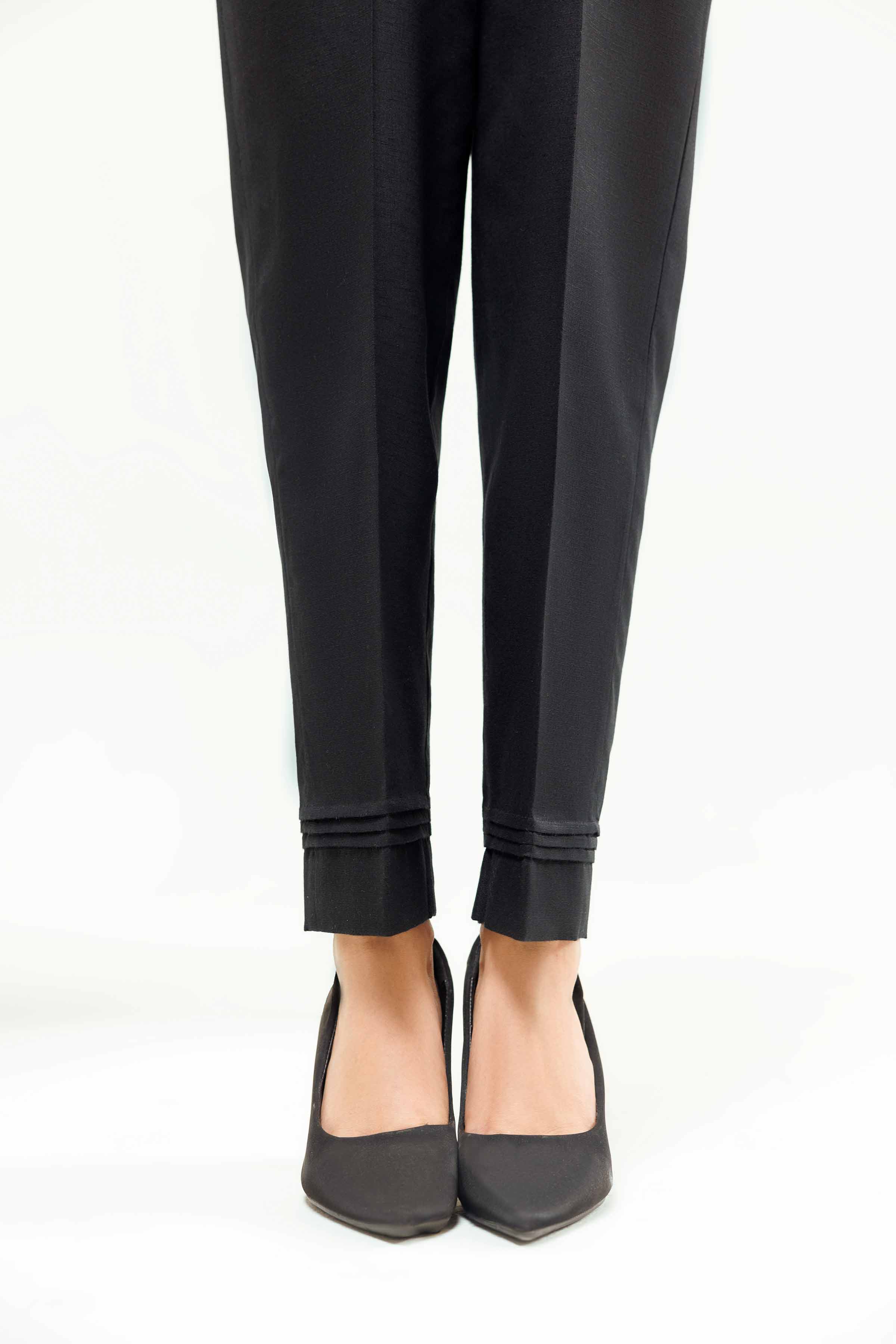 NishatUK - Black Embroidered Karandi 1-piece ready to wear Trouser