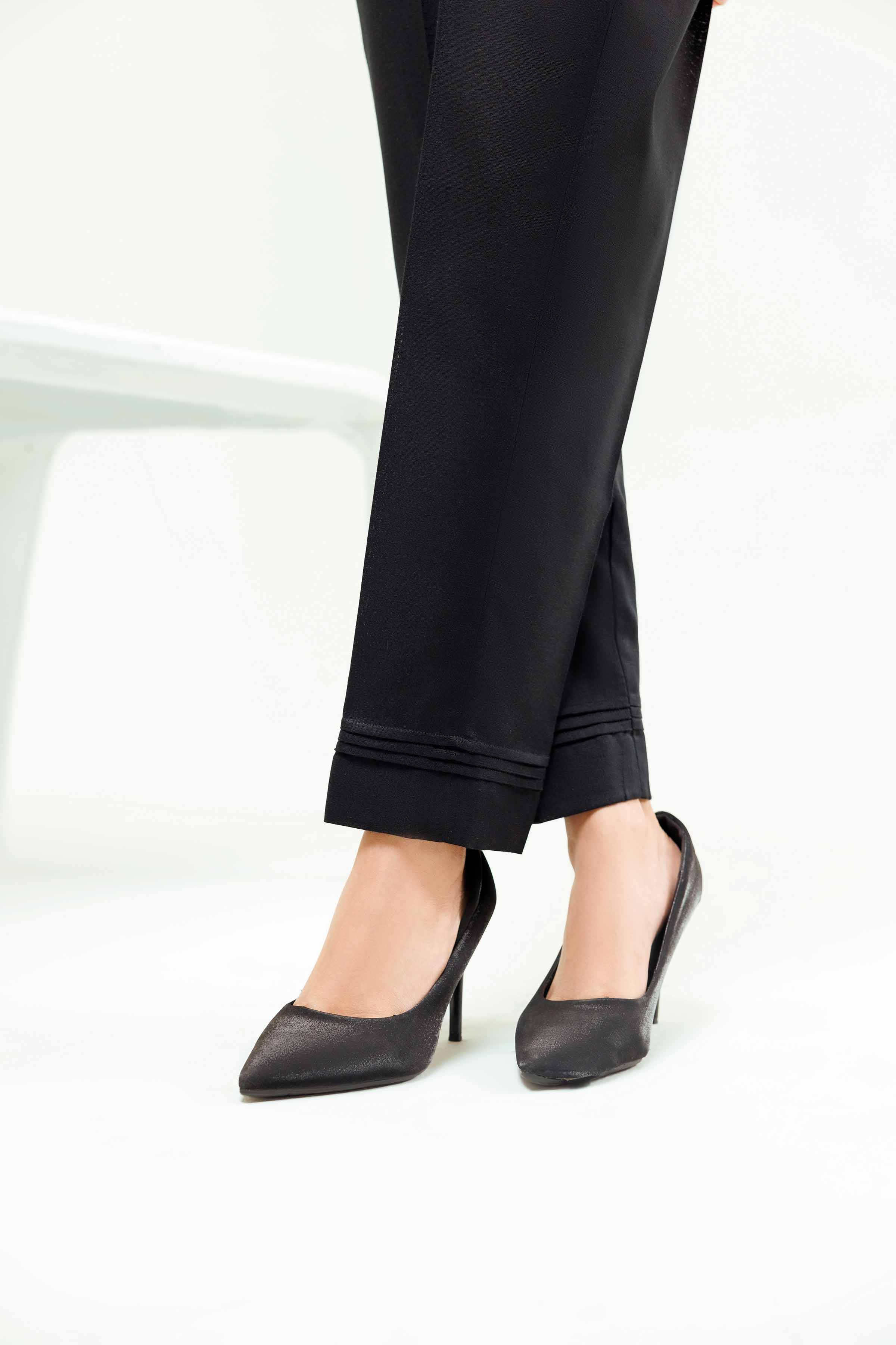 NishatUK - Black Embroidered Karandi 1-piece ready to wear Trouser