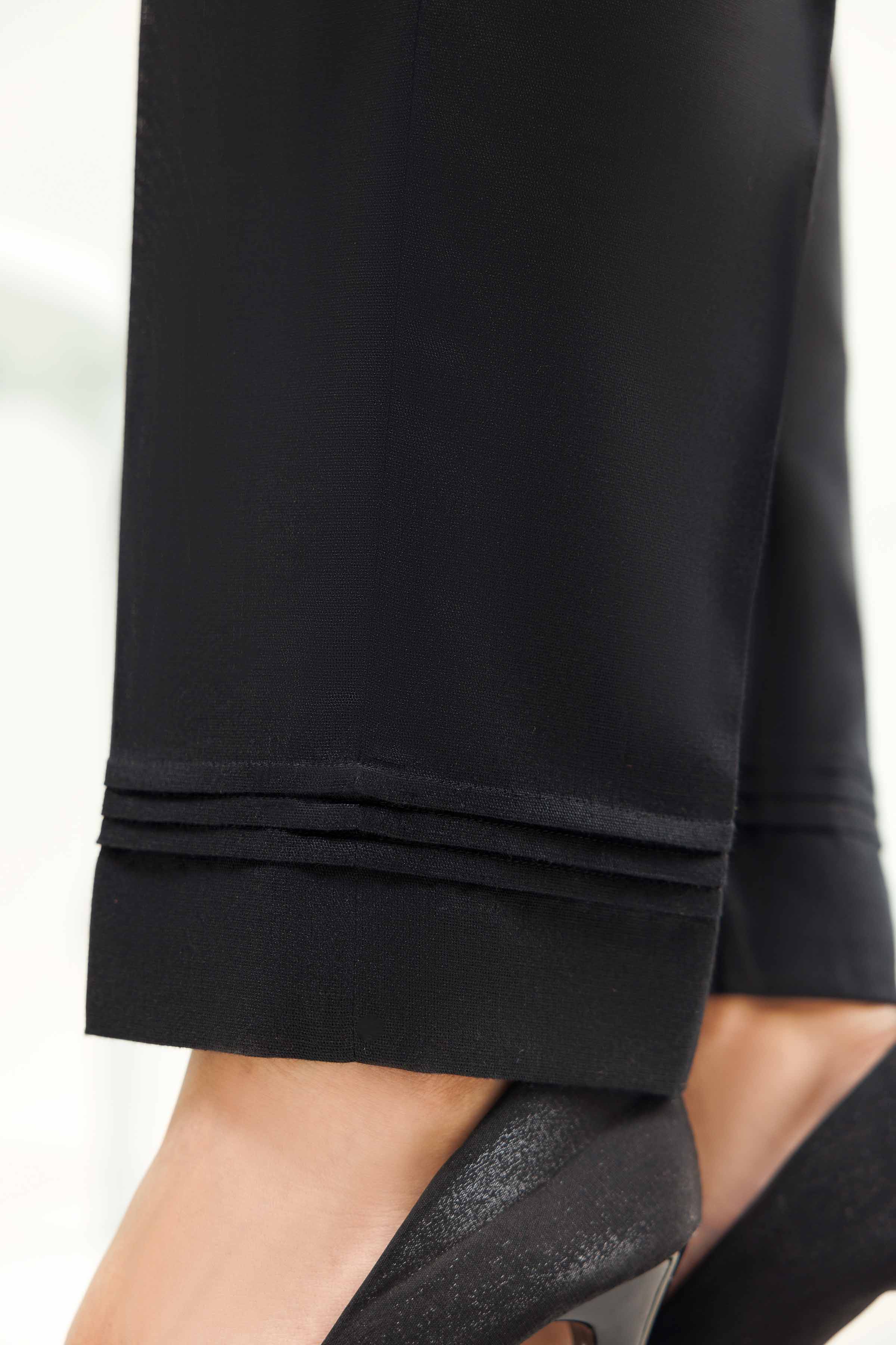 NishatUK - Black Embroidered Karandi 1-piece ready to wear Trouser