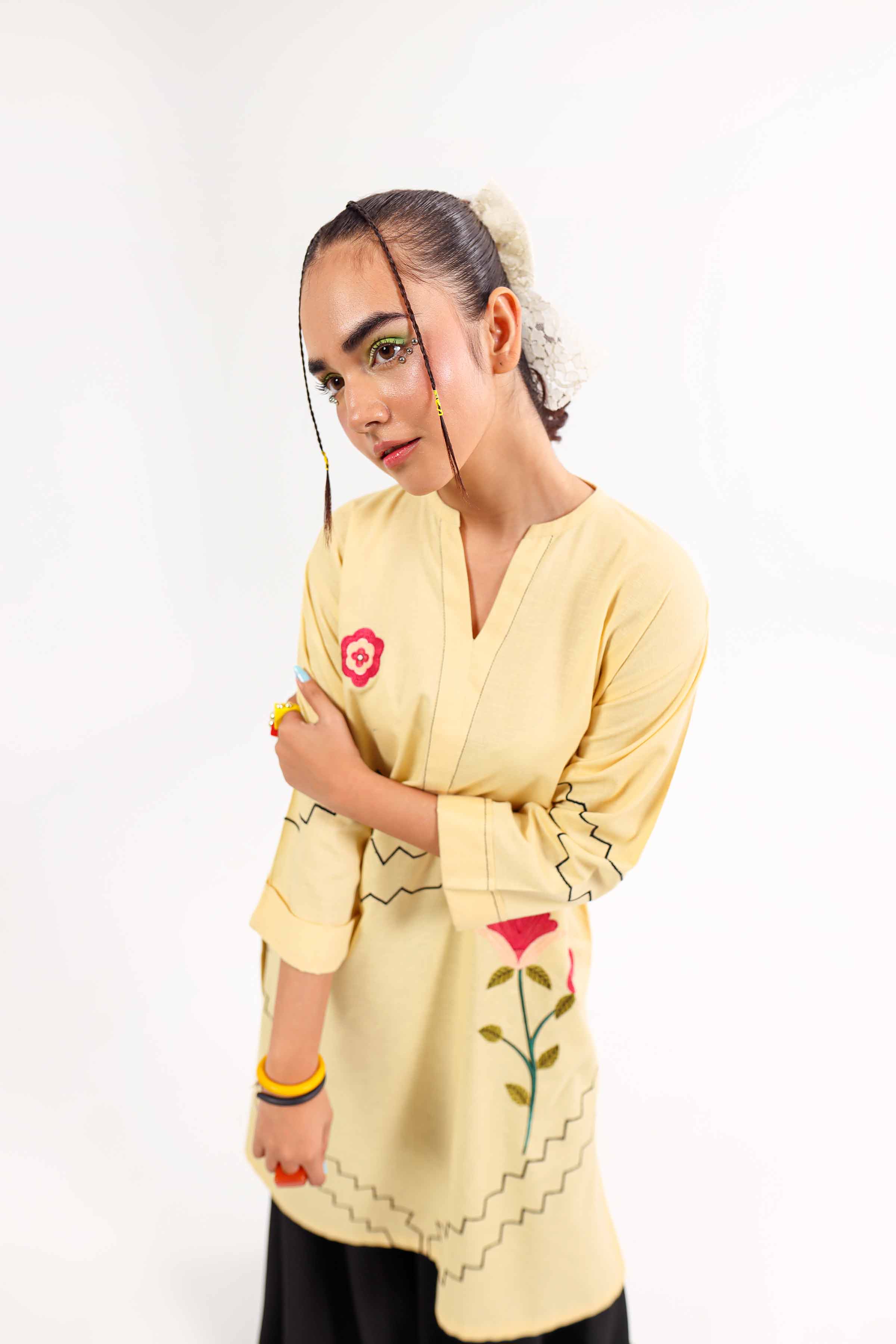NishatUK - Yellow Embroidered Karandi 1-piece ready to wear Shirt