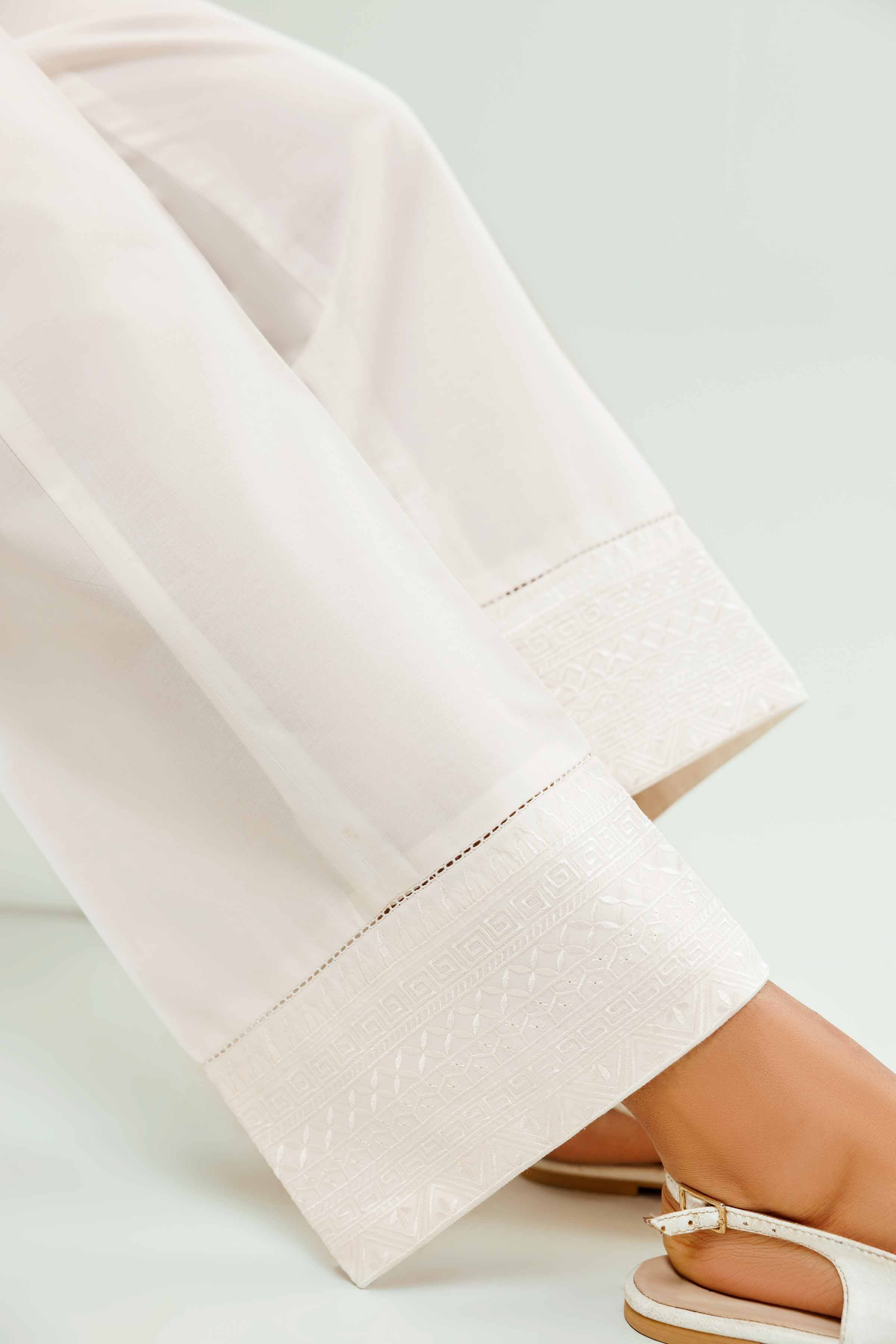 NishatUK - Off White Embroidered Cambric 1-piece ready to wear Trouser