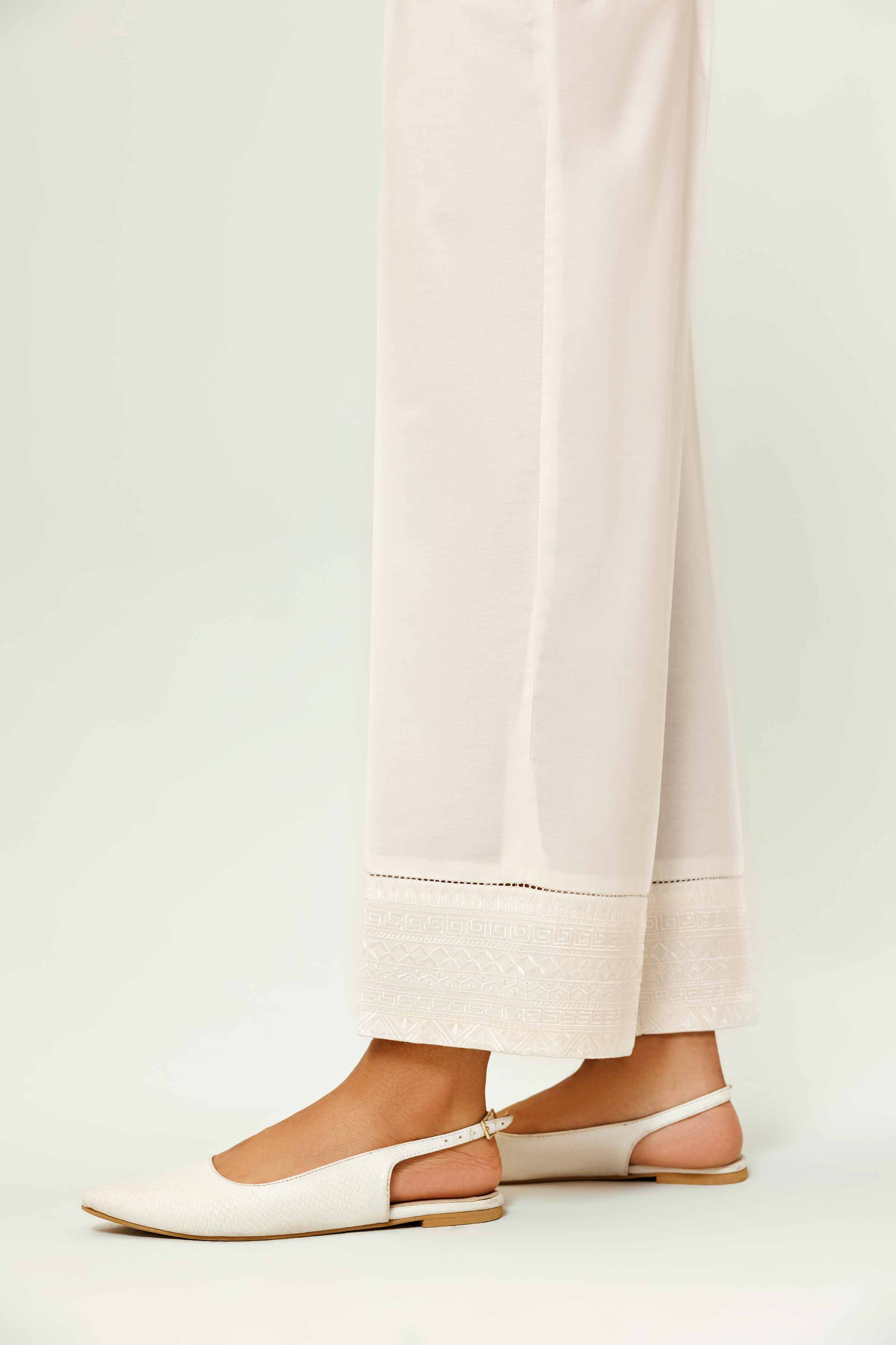 NishatUK - Off White Embroidered Cambric 1-piece ready to wear Trouser