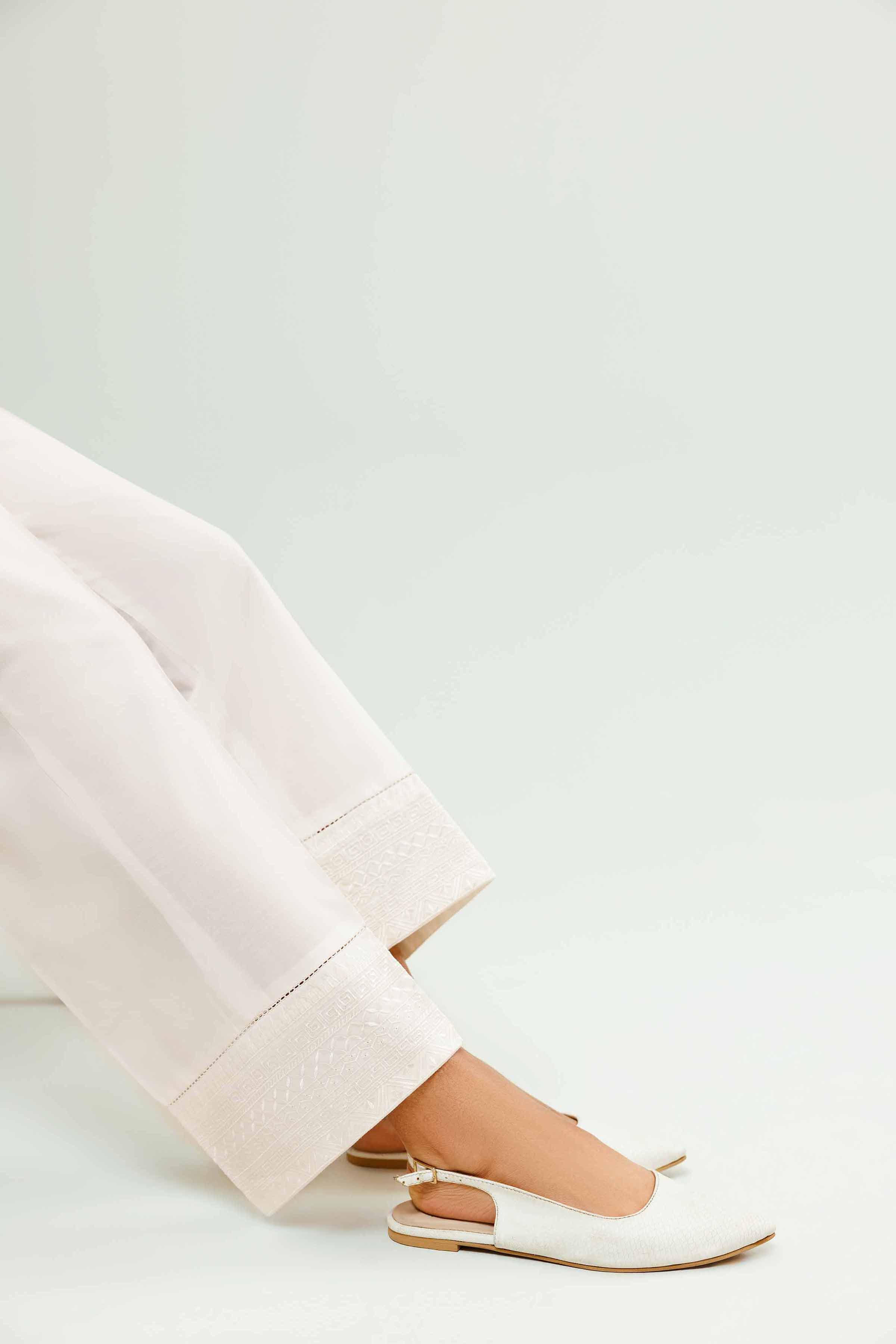 NishatUK - Off White Embroidered Cambric 1-piece ready to wear Trouser