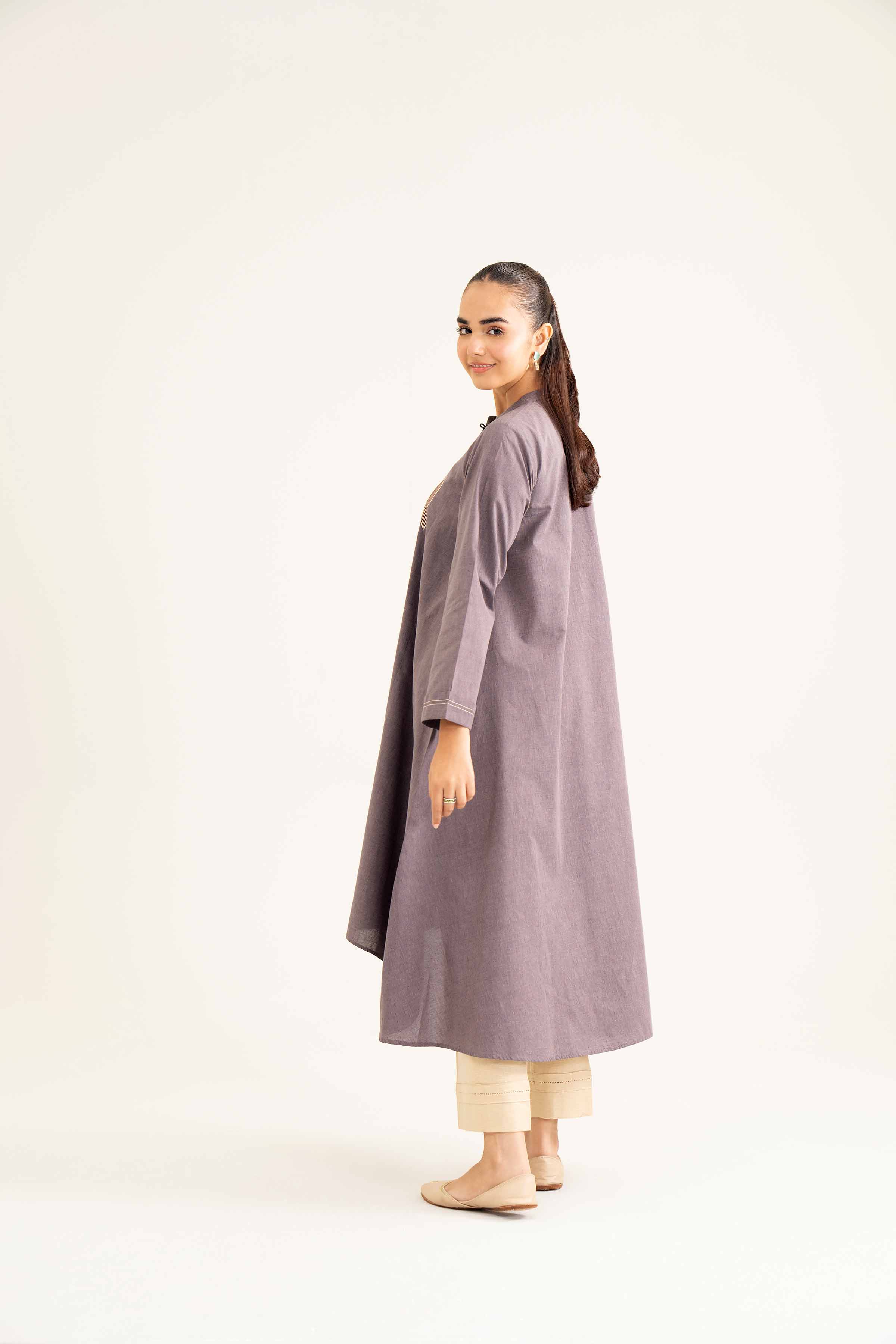 NishatUK - Brown Embroidered Yarn Dyed 1-piece ready to wear Shirt