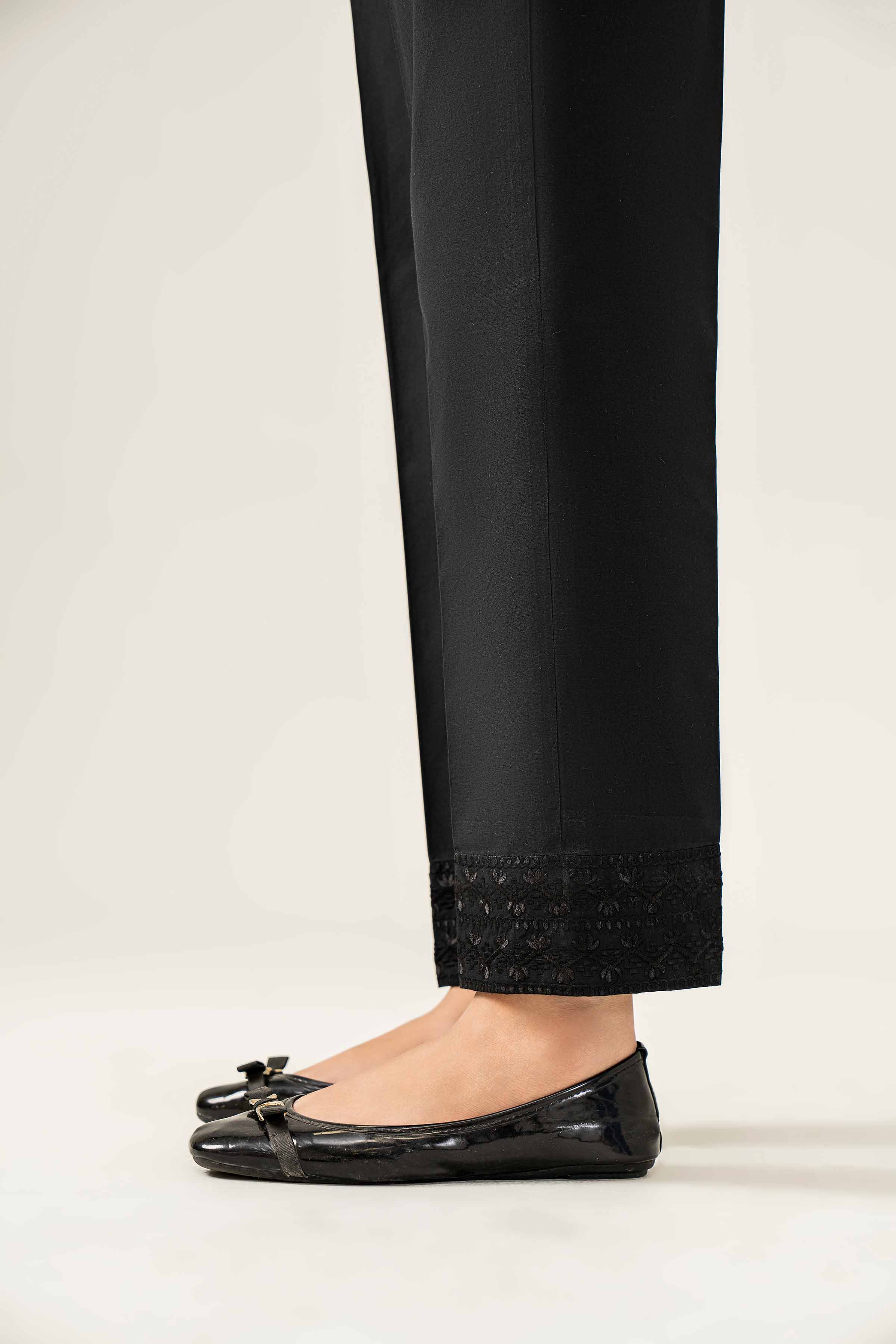 NishatUK - Black Embroidered Cambric 1-piece ready to wear Trouser