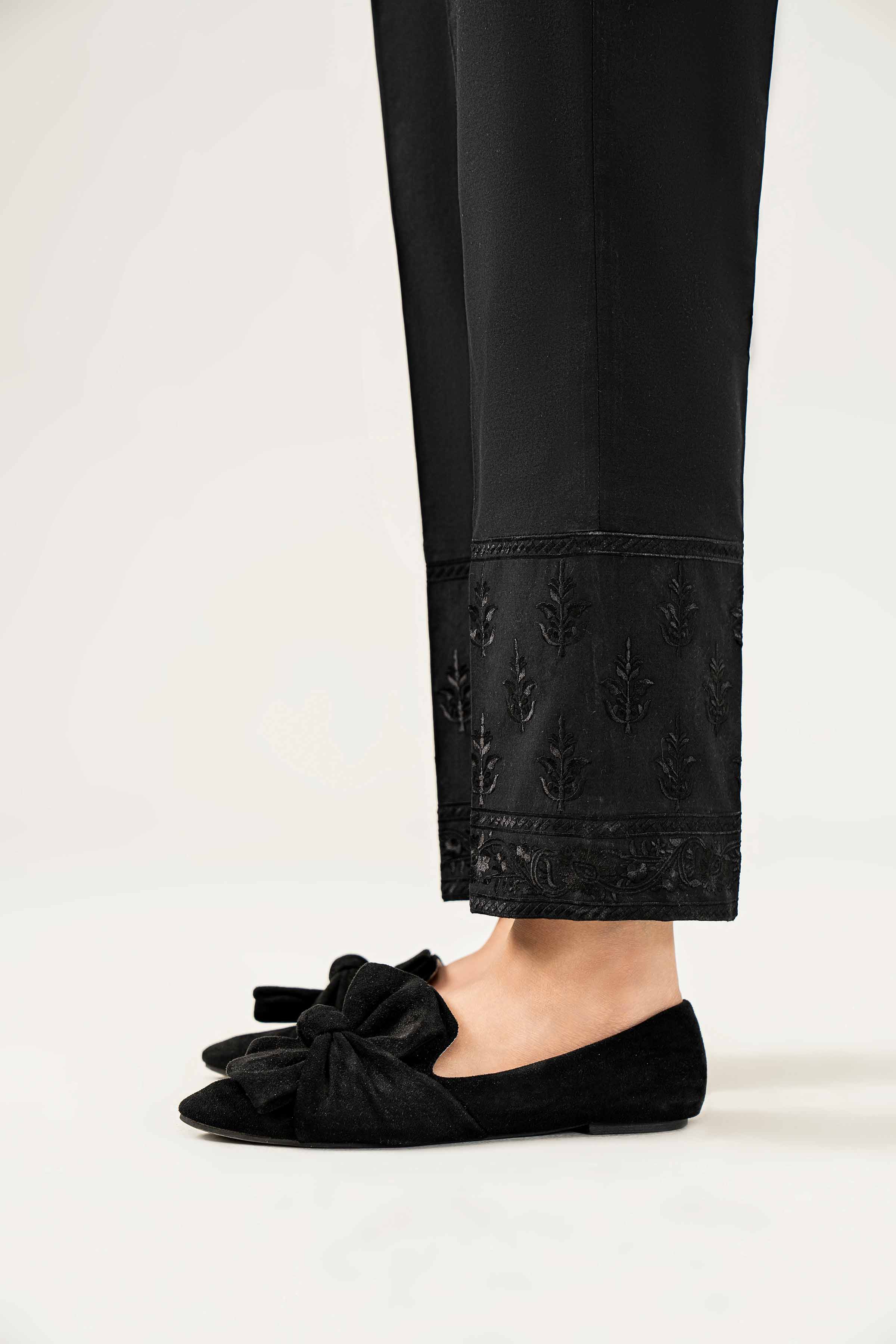 NishatUK - Black Embroidered Cambric 1-piece ready to wear Trouser