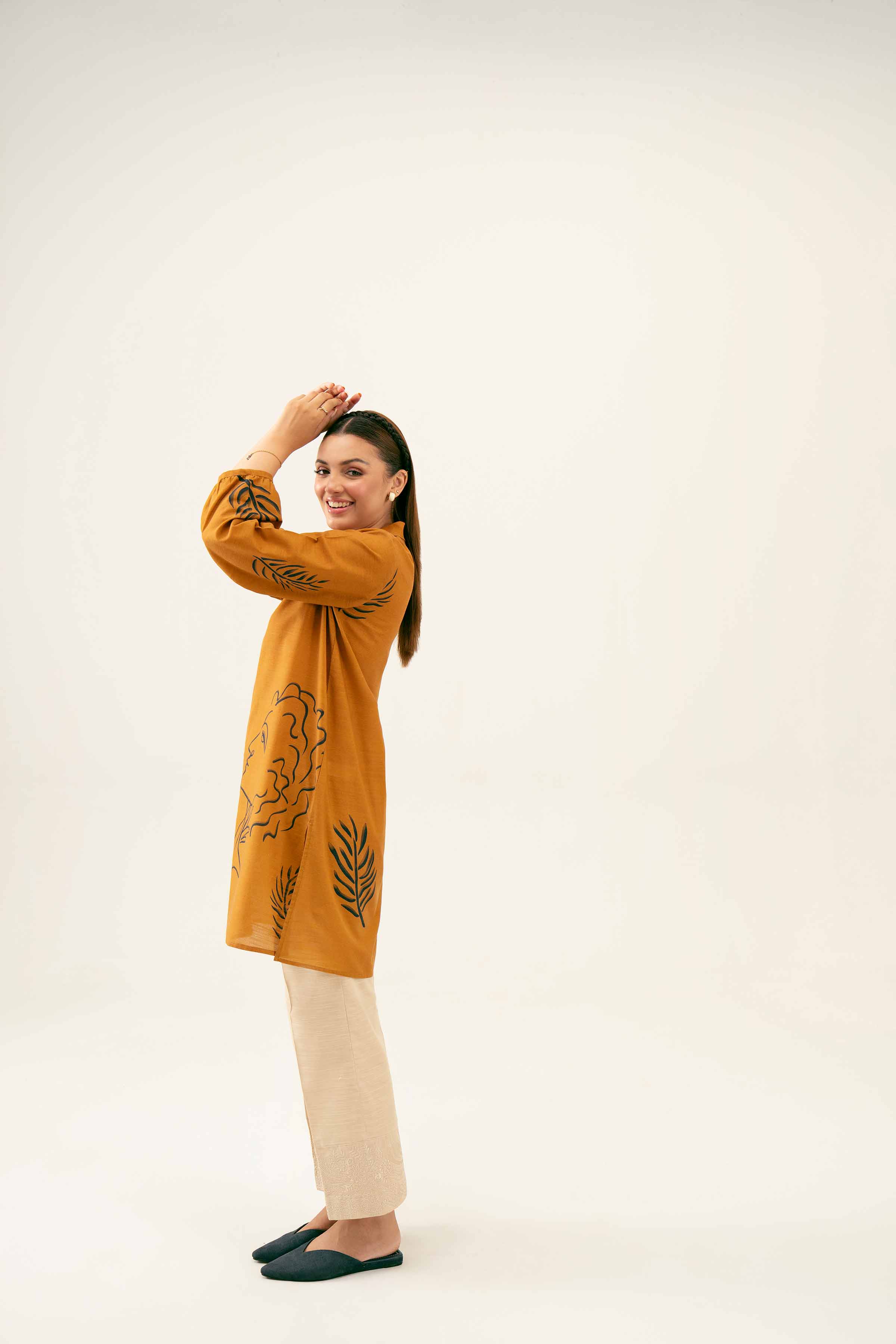 NishatUK - Brown Printed Khaddar 1-piece ready to wear Tunic