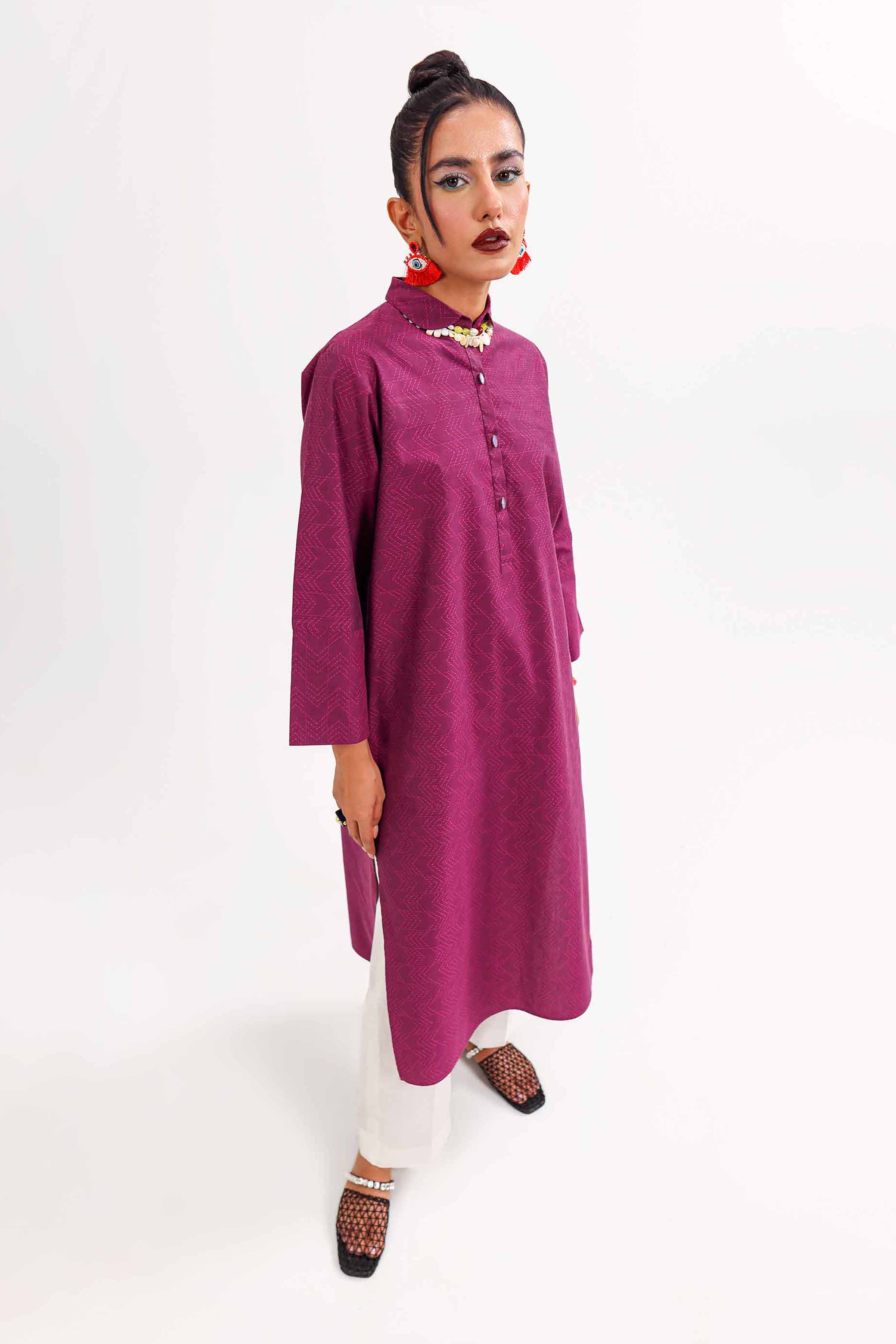 NishatUK - Purple Solids Yarn Dyed 1-piece ready to wear Shirt