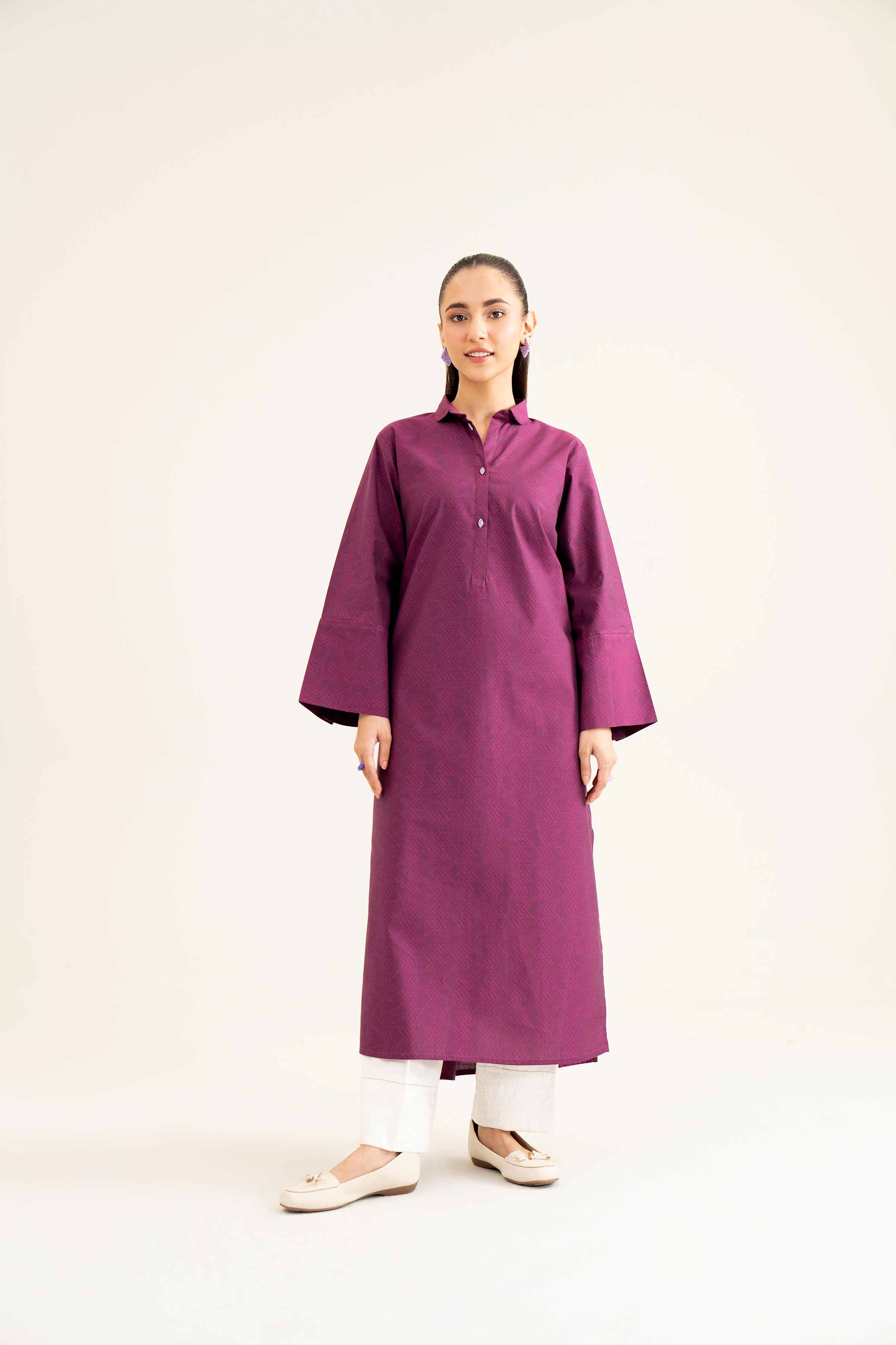 NishatUK - Purple Solids Yarn Dyed 1-piece ready to wear Shirt