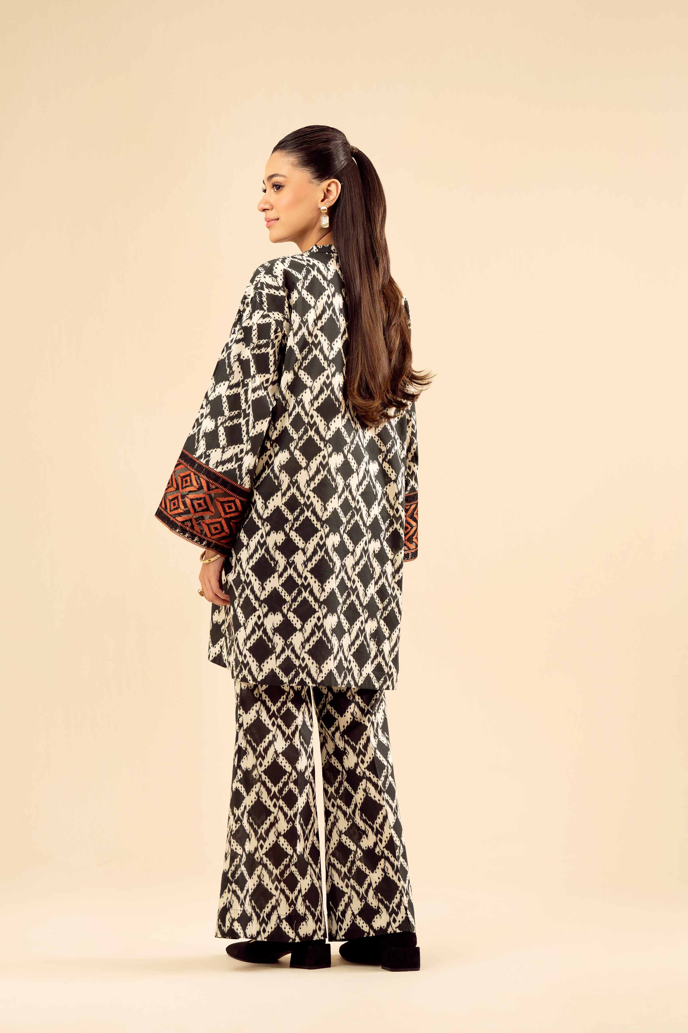 NishatUK - Black Embroidered Cambric 2-piece ready to wear Dress