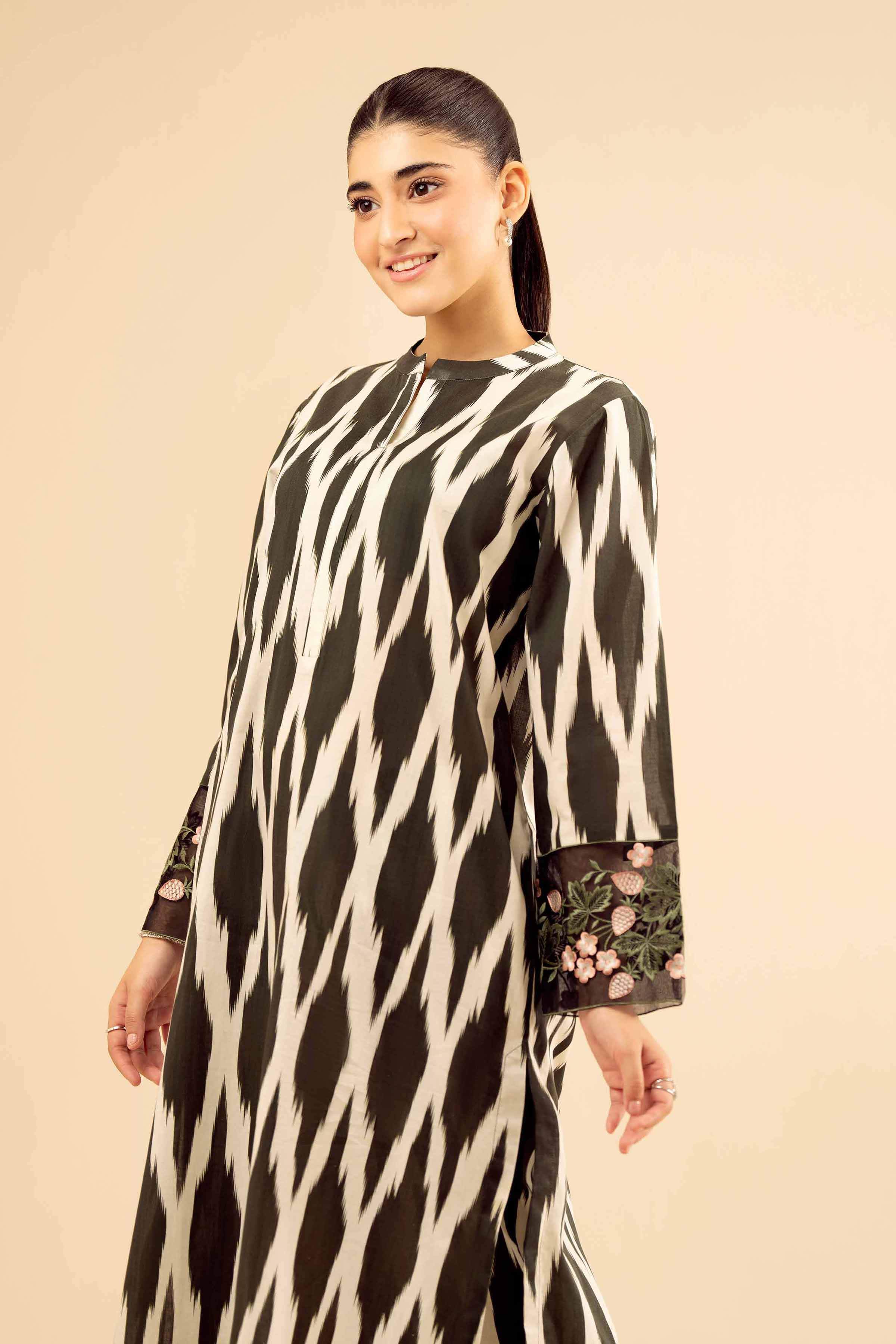 NishatUK - Black Embroidered Cambric 2-piece ready to wear Dress