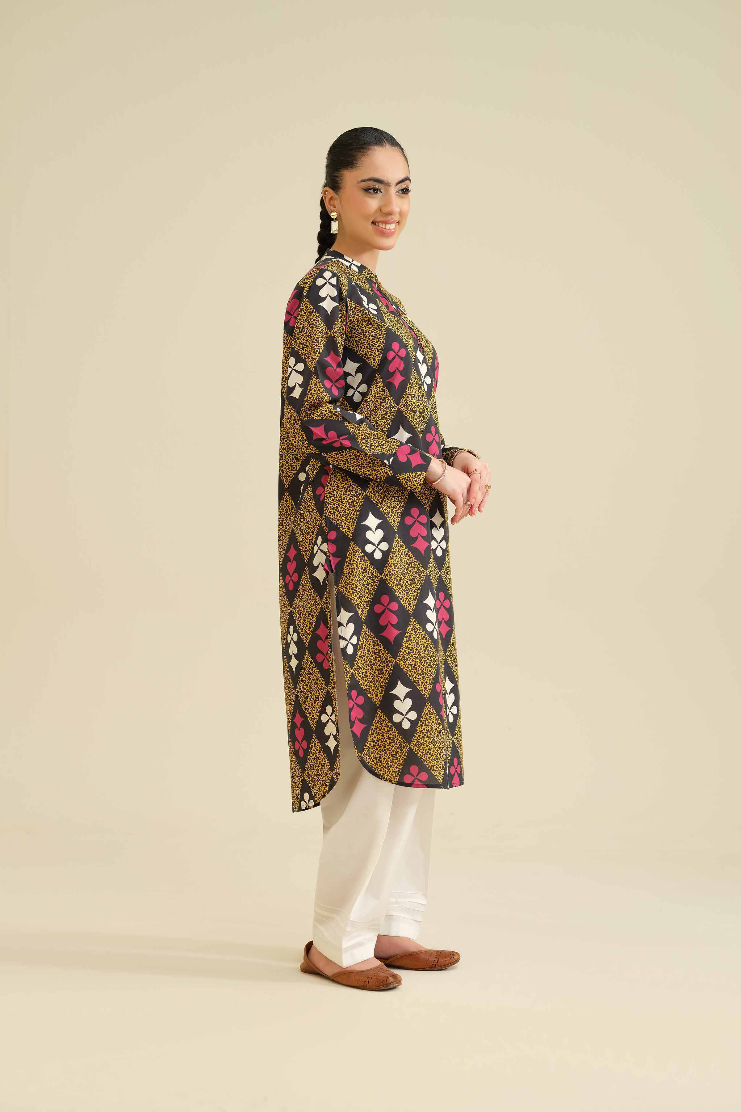NishatUK - Black Printed Cambric 1-piece ready to wear Shirt