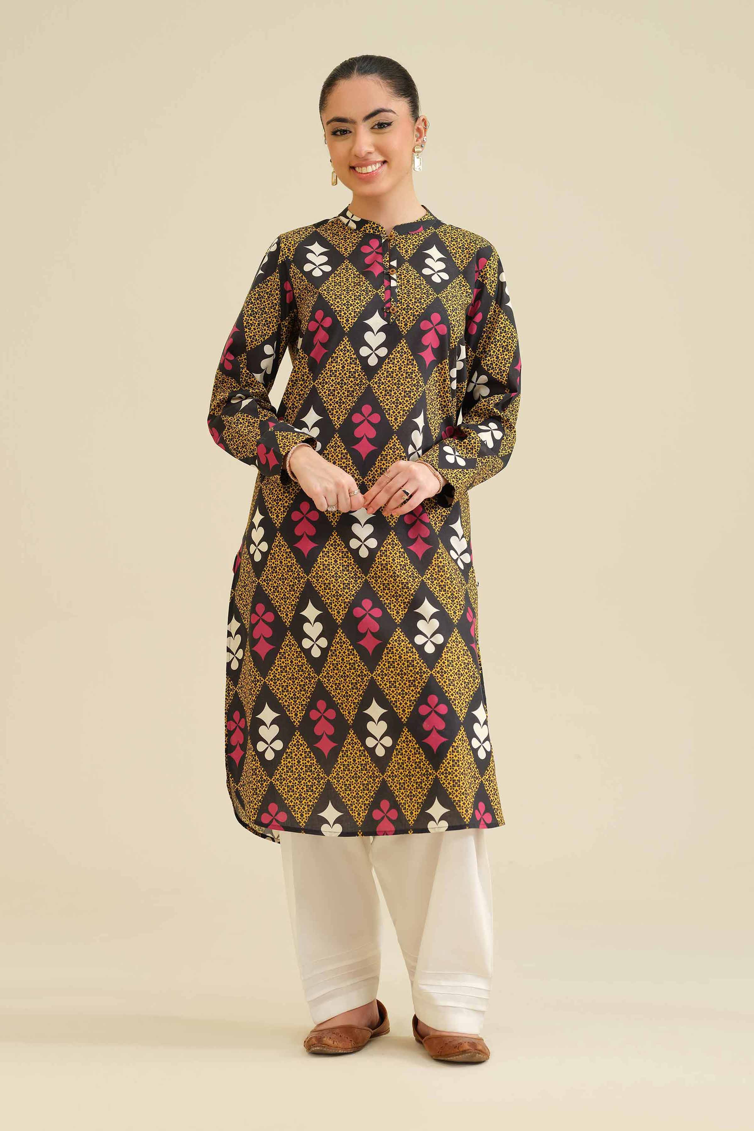 NishatUK - Black Printed Cambric 1-piece ready to wear Shirt