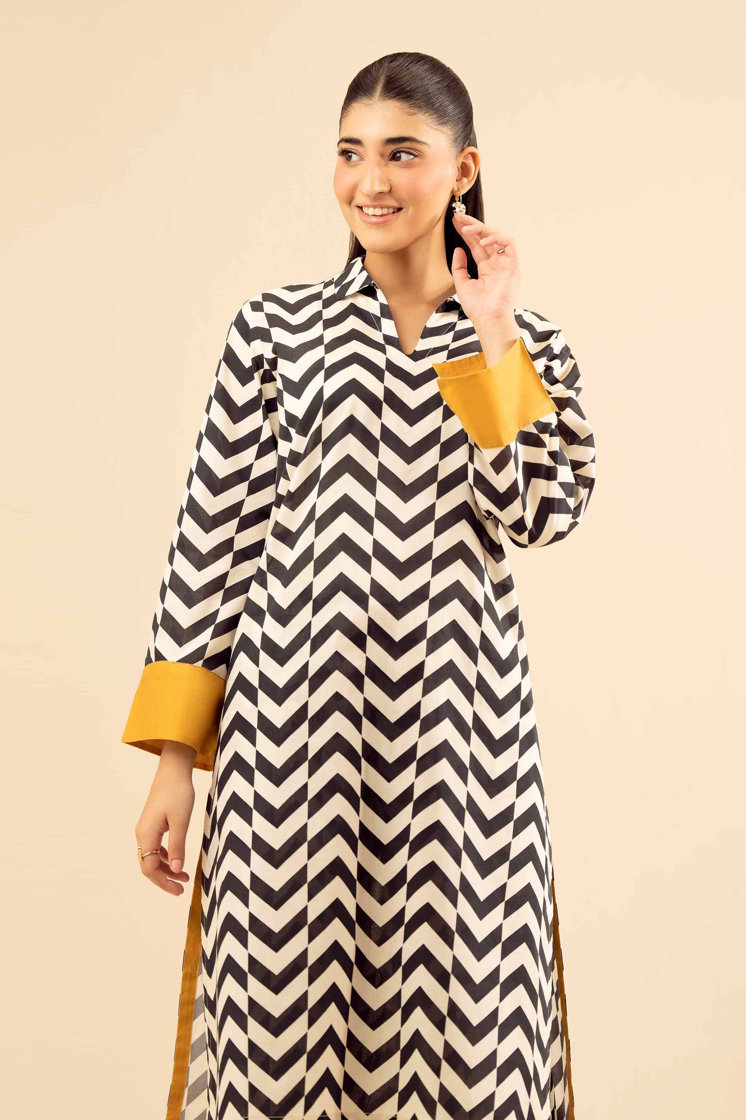 NishatUK - White Printed Cambric 2-piece ready to wear Dress