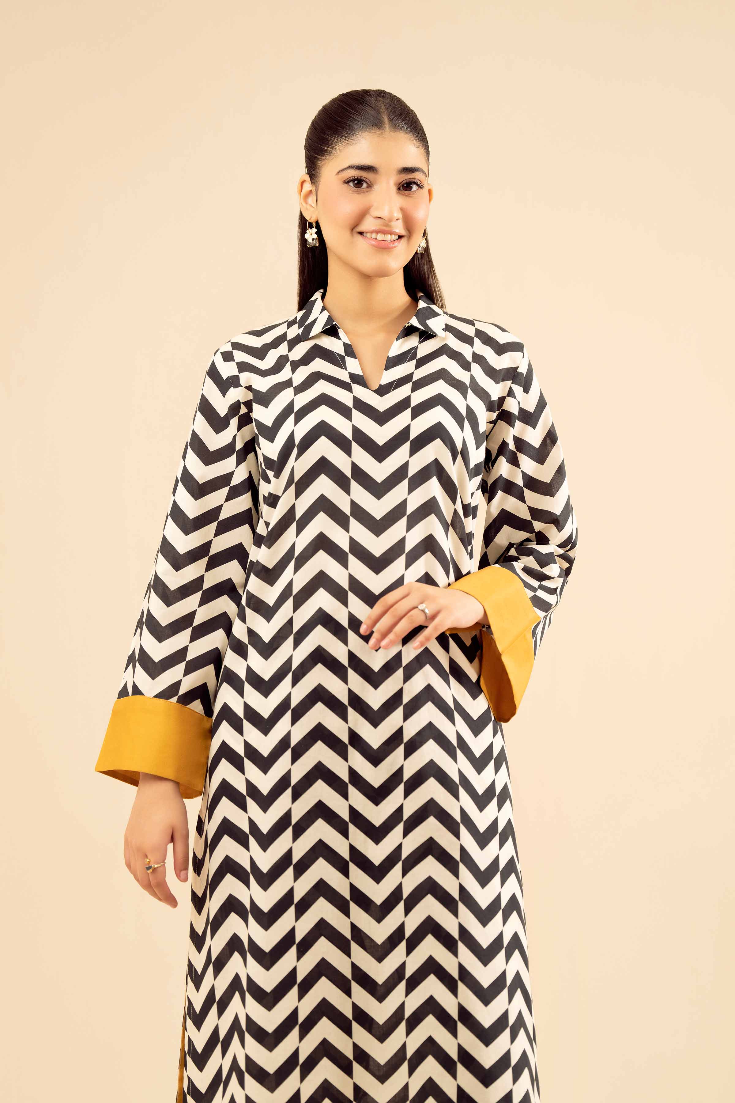 NishatUK - White Printed Cambric 2-piece ready to wear Dress