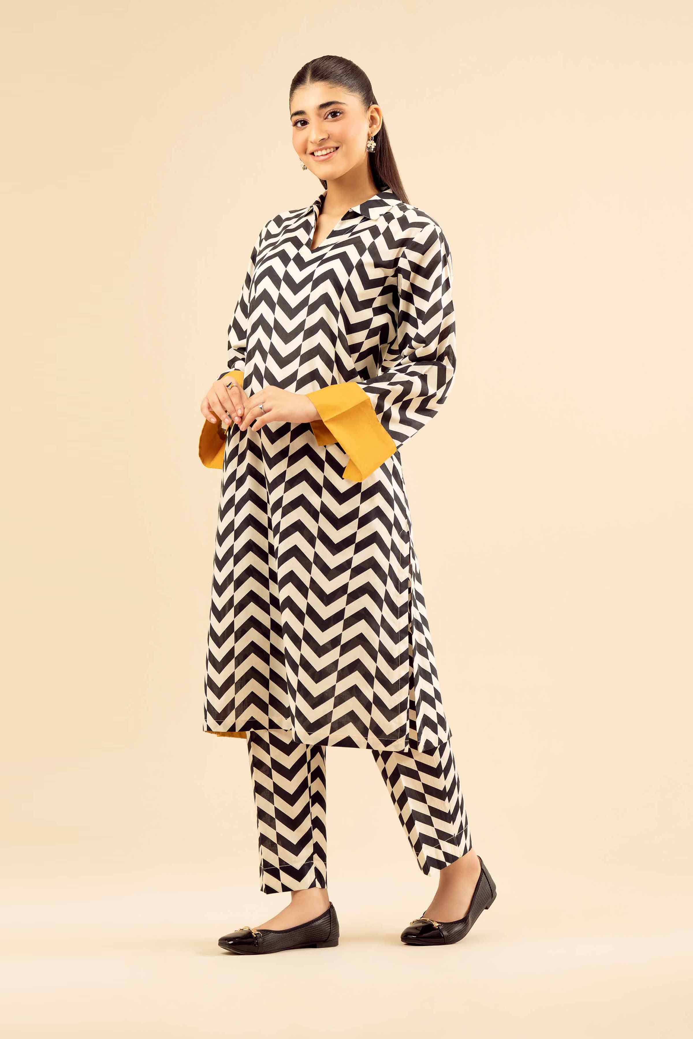 NishatUK - White Printed Cambric 2-piece ready to wear Dress