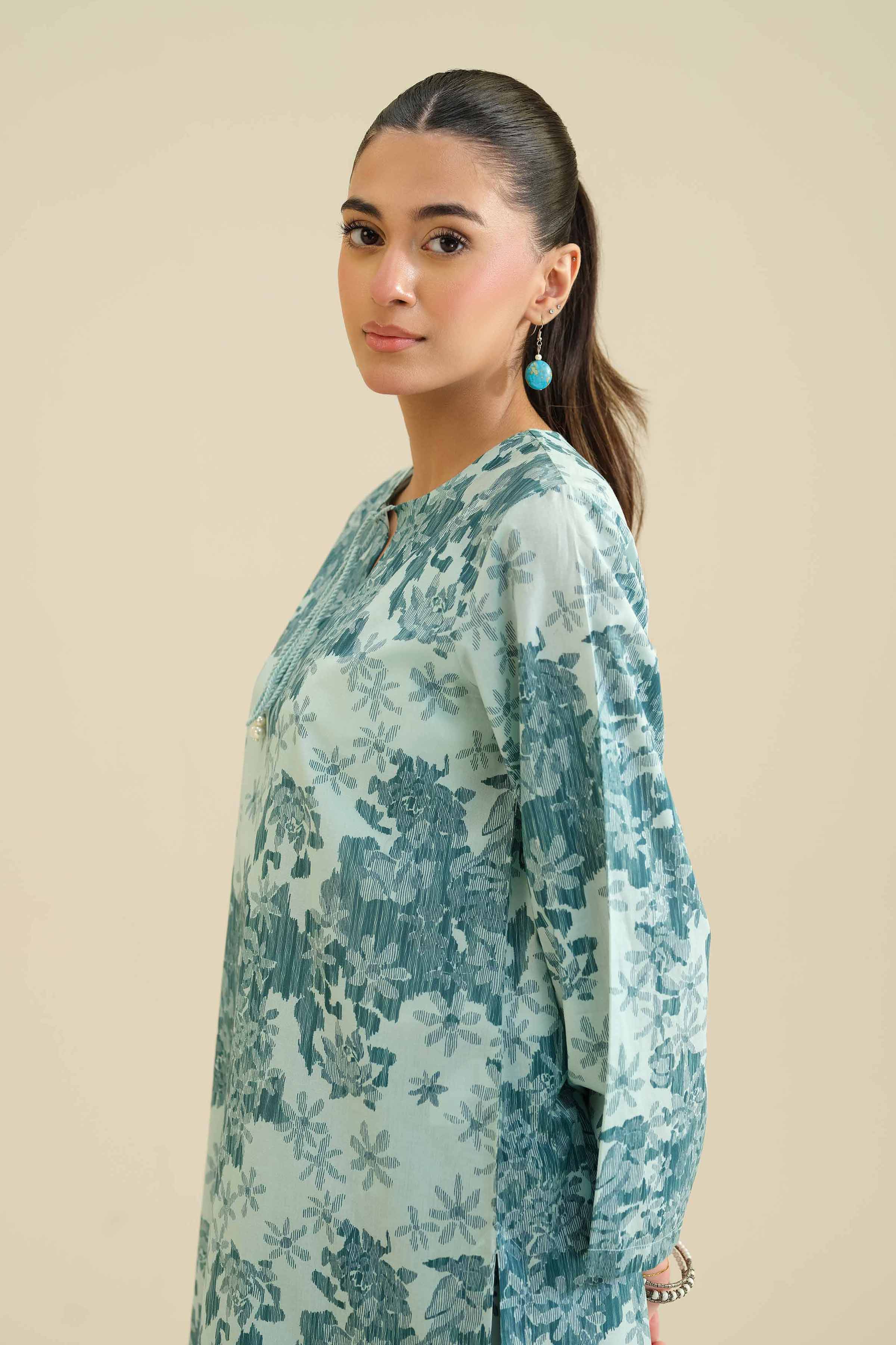 NishatUK - Green Printed Cambric 2-piece ready to wear Dress