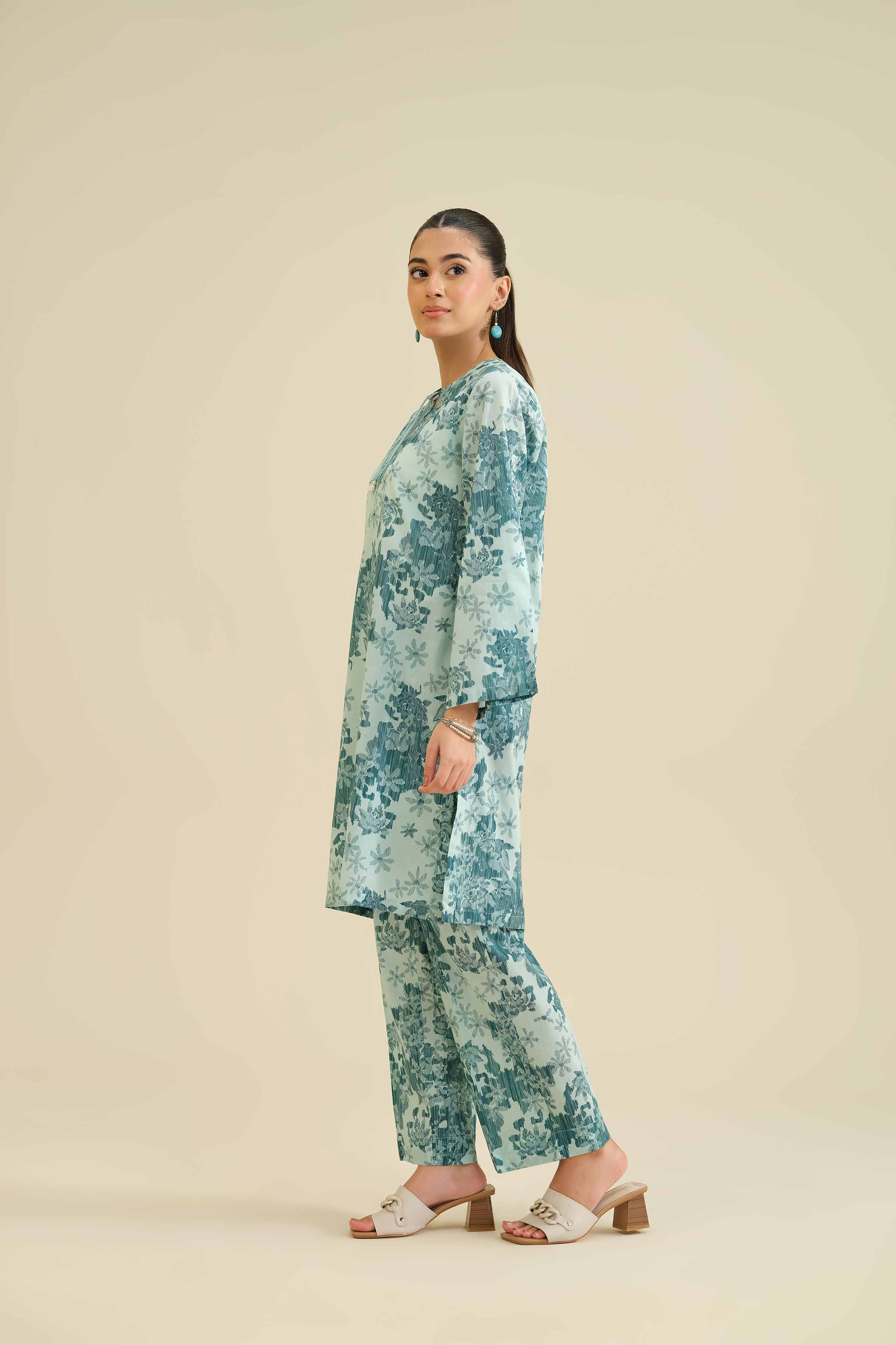 NishatUK - Green Printed Cambric 2-piece ready to wear Dress