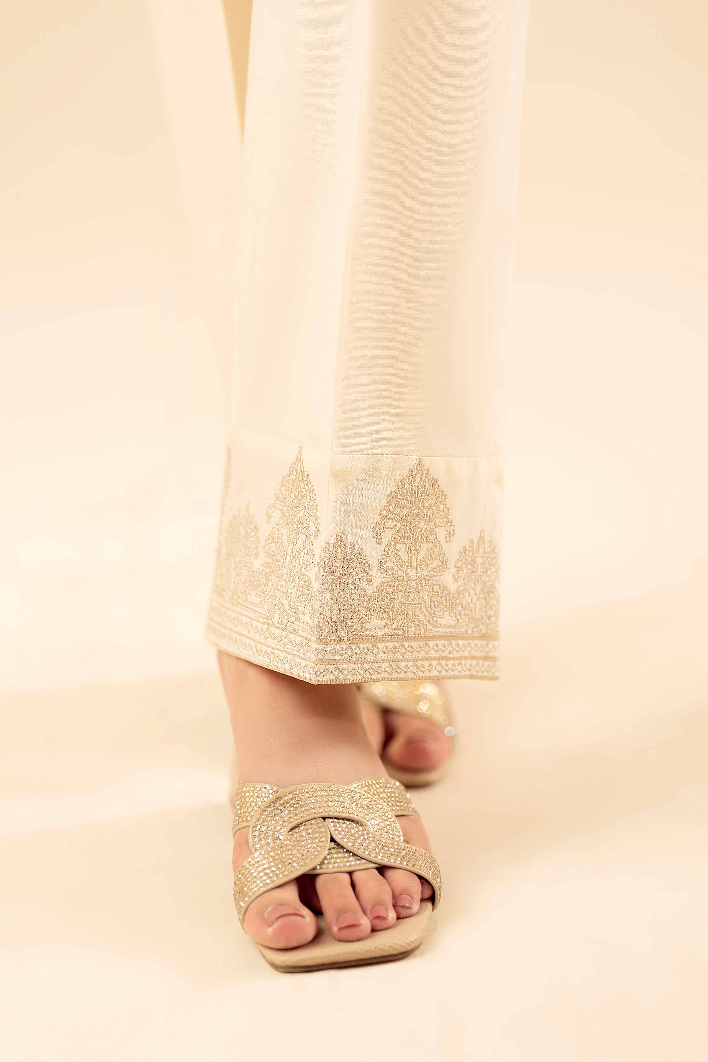 NishatUK - Beige Embroidered Cambric 1-piece ready to wear Trouser