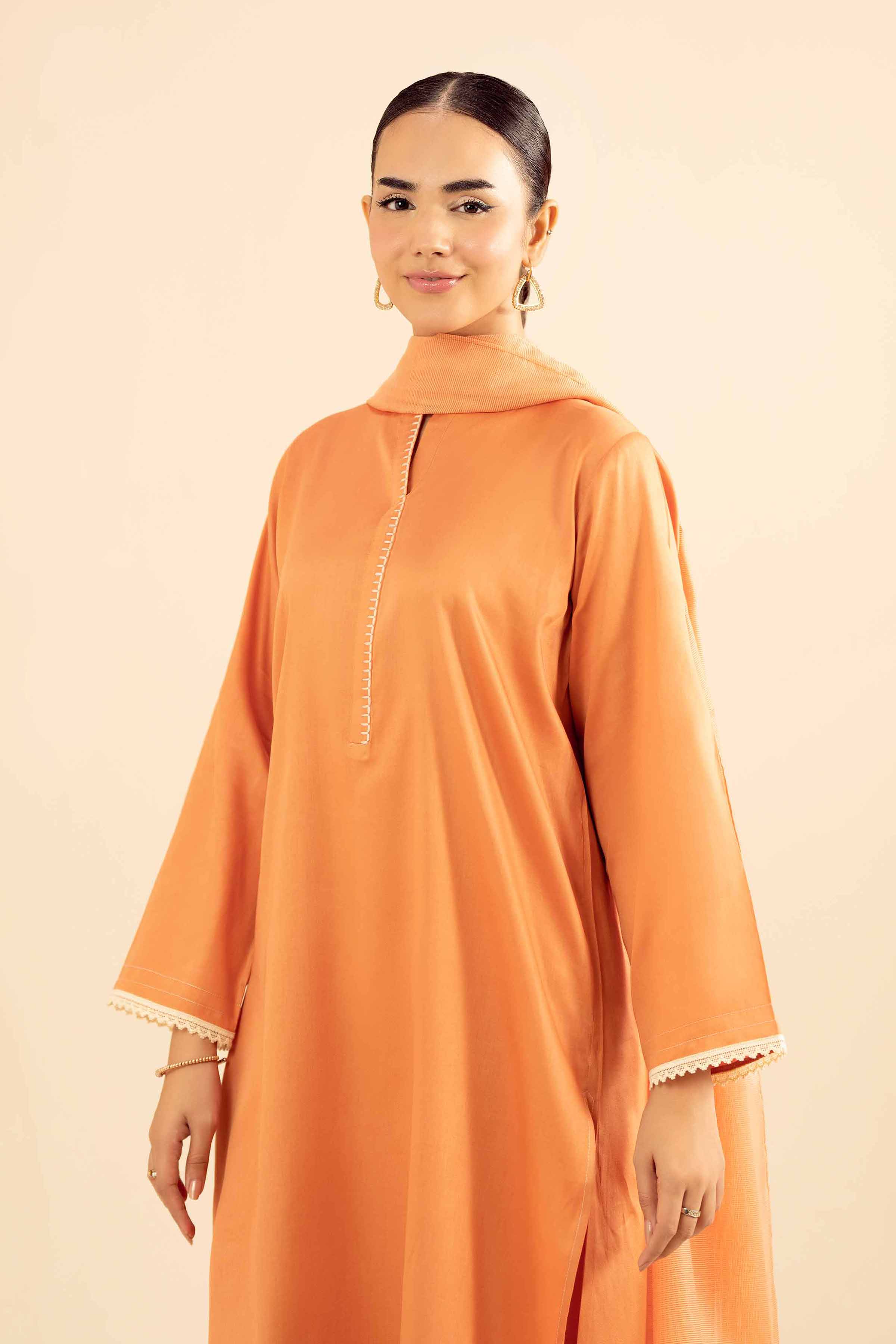 NishatUK - Peach Solids Satin 3-piece ready to wear Suit