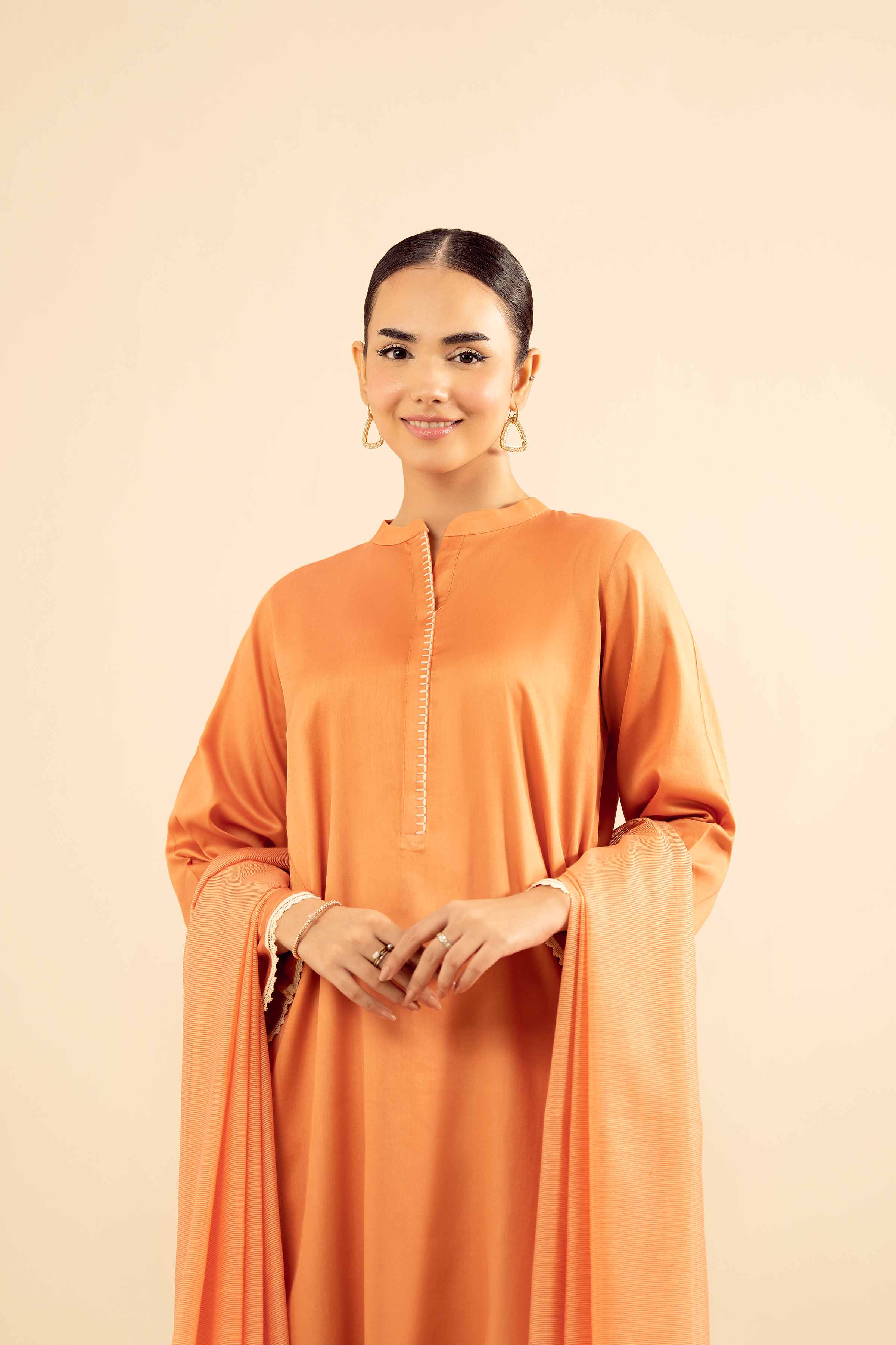 NishatUK - Peach Solids Satin 3-piece ready to wear Suit