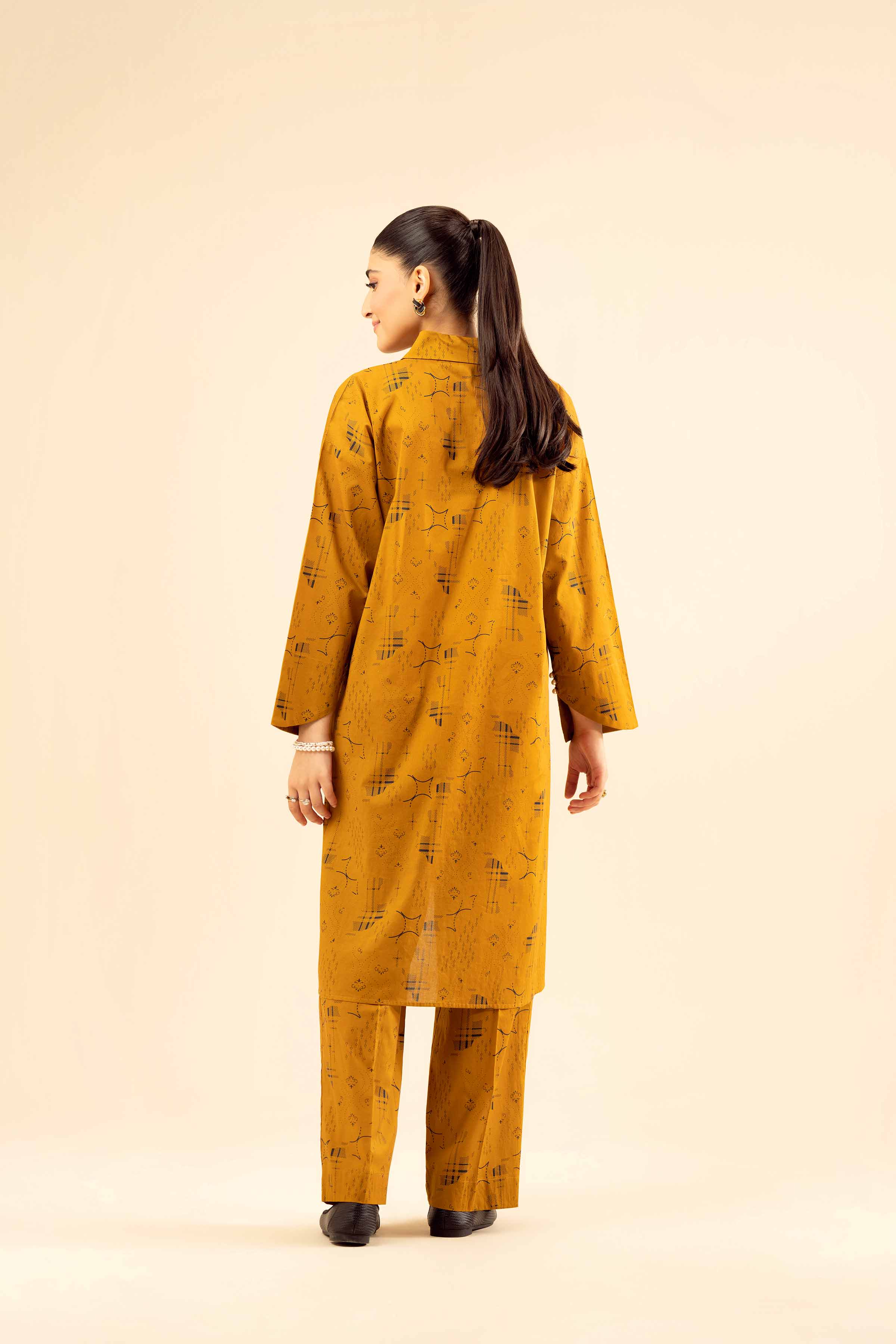 NishatUK - Mustard Printed Cambric 2-piece ready to wear Dress