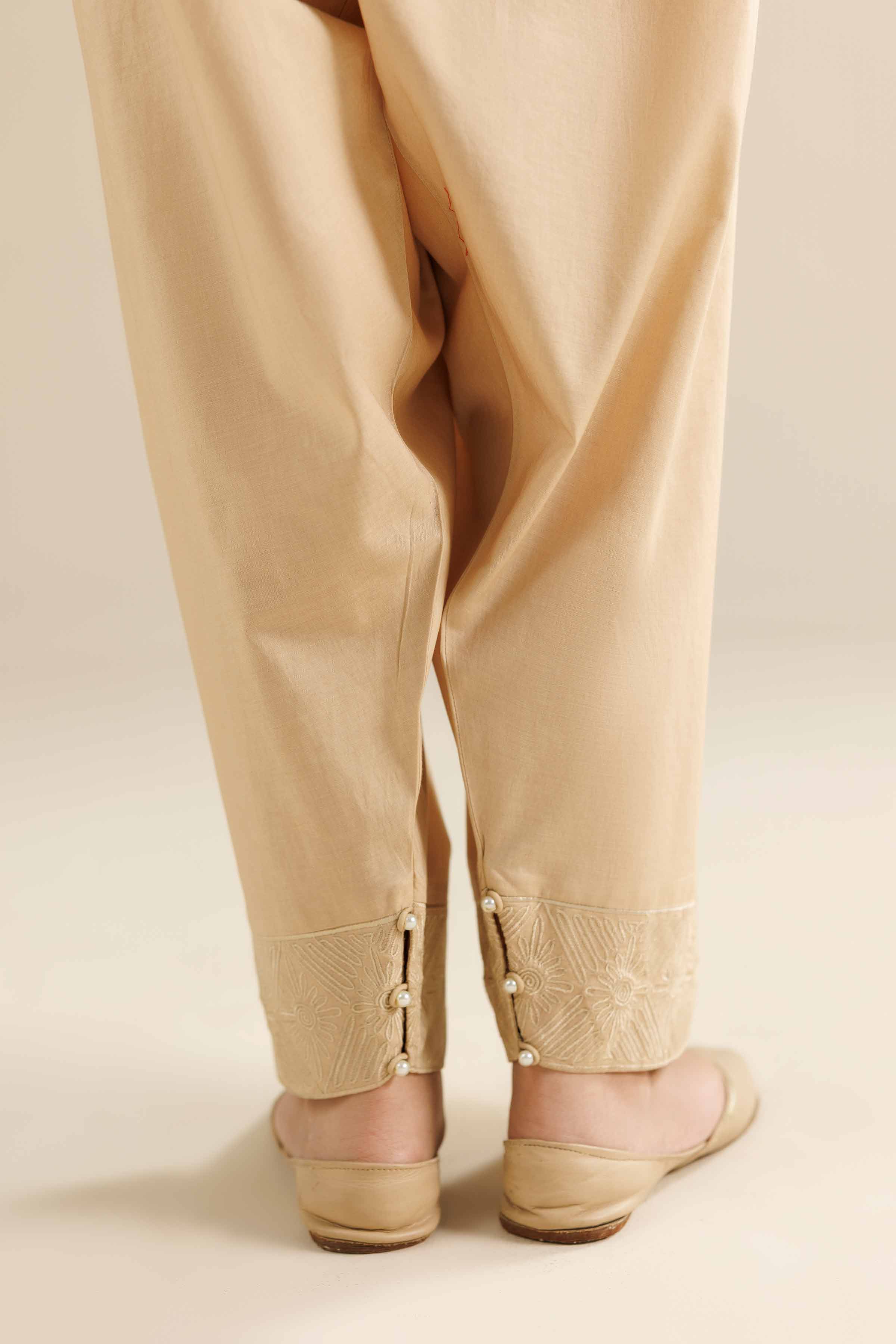 NishatUK - Beige Embroidered Cambric 1-piece ready to wear Shalwar