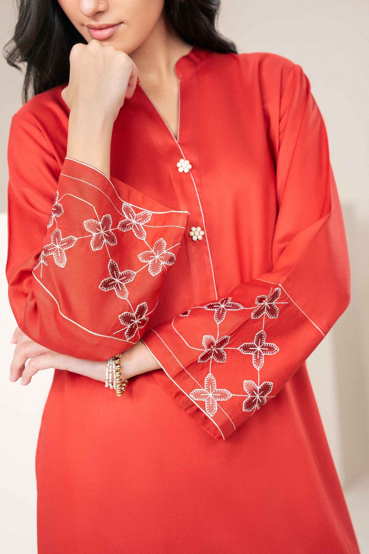 Nishat UK - Orange Embroidered Marina 2 Pieces ready to wear Dress