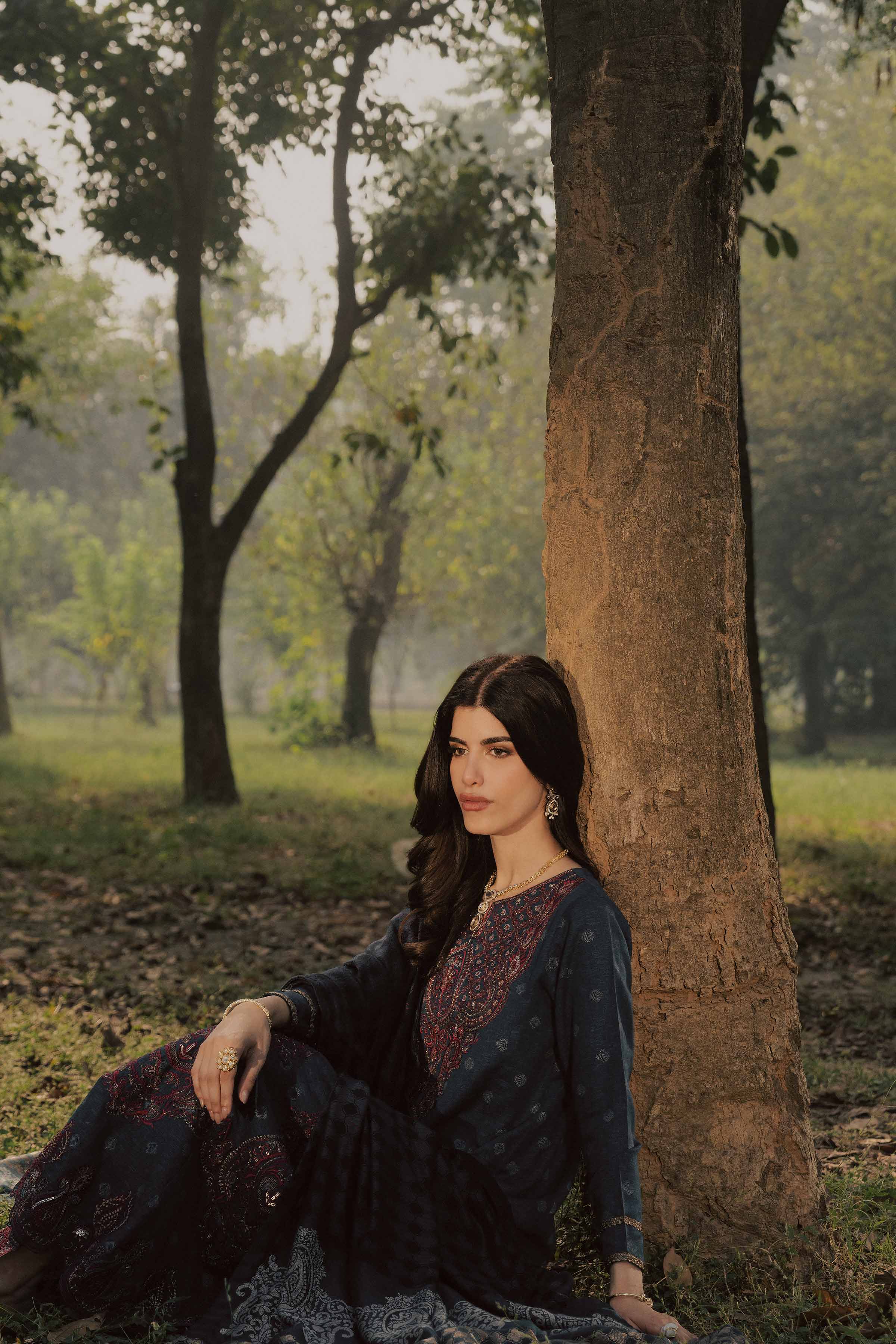 NishatUK - Blue Embroidered Karandi 3-piece ready to wear Suit